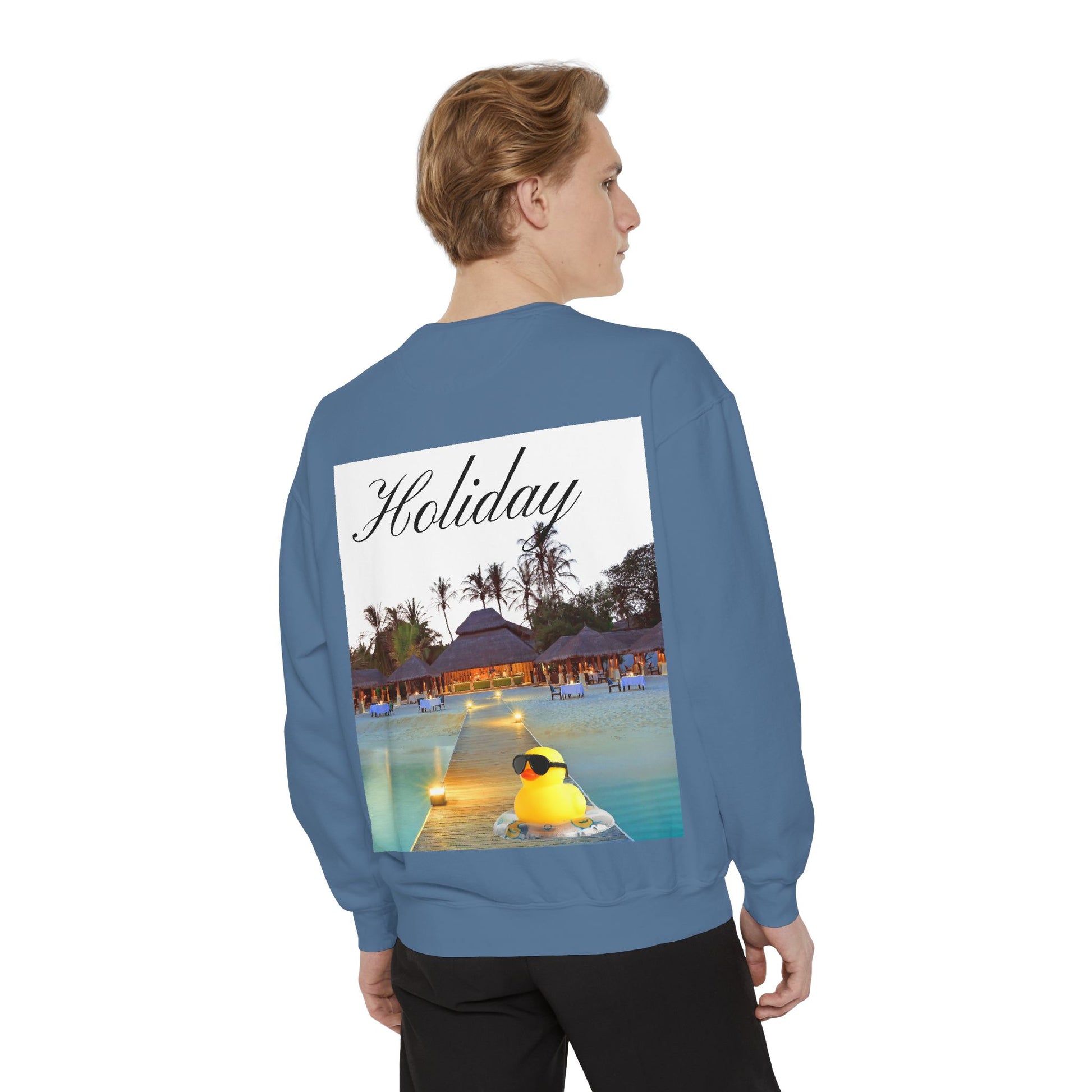 Holiday Rubber Duck Sweatshirt — Tropical Beach Graphic Sweatshirt