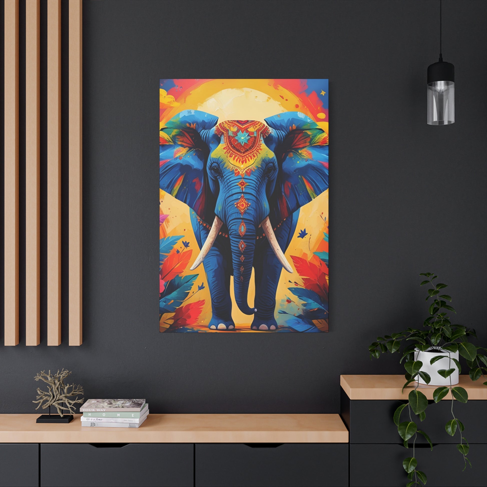 Vibrant Elephant Canvas Print, Colorful Wall Art, Bohemian Home Decor, Unique Gift, Jungle Theme Decoration