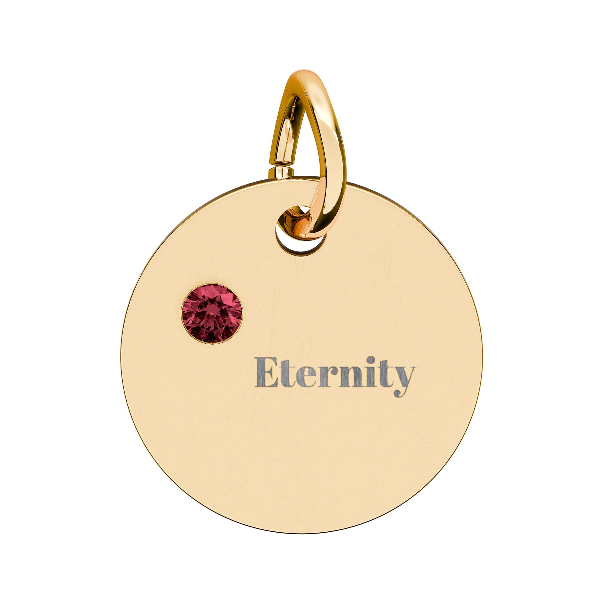 Engravable Birthstone Circle Charm — Personalized 'Eternity' Pendant