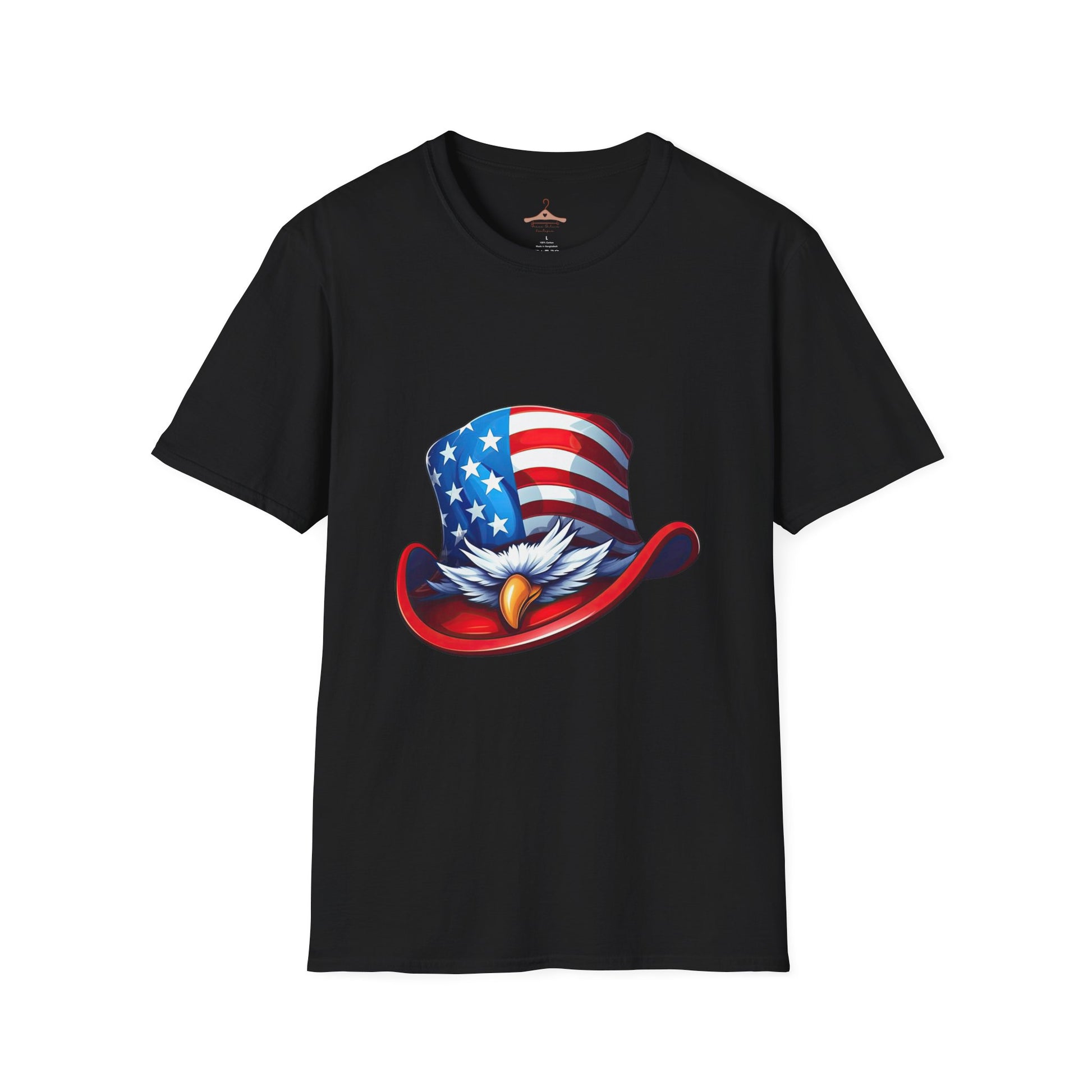 T-Shirt — Patriotic Eagle Hat Graphic (American Flag Cowboy Hat)
