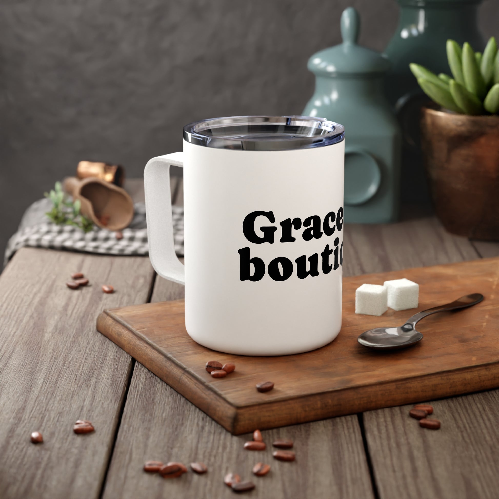 Insulated Coffee Mug with 'Grace Boutique' Design