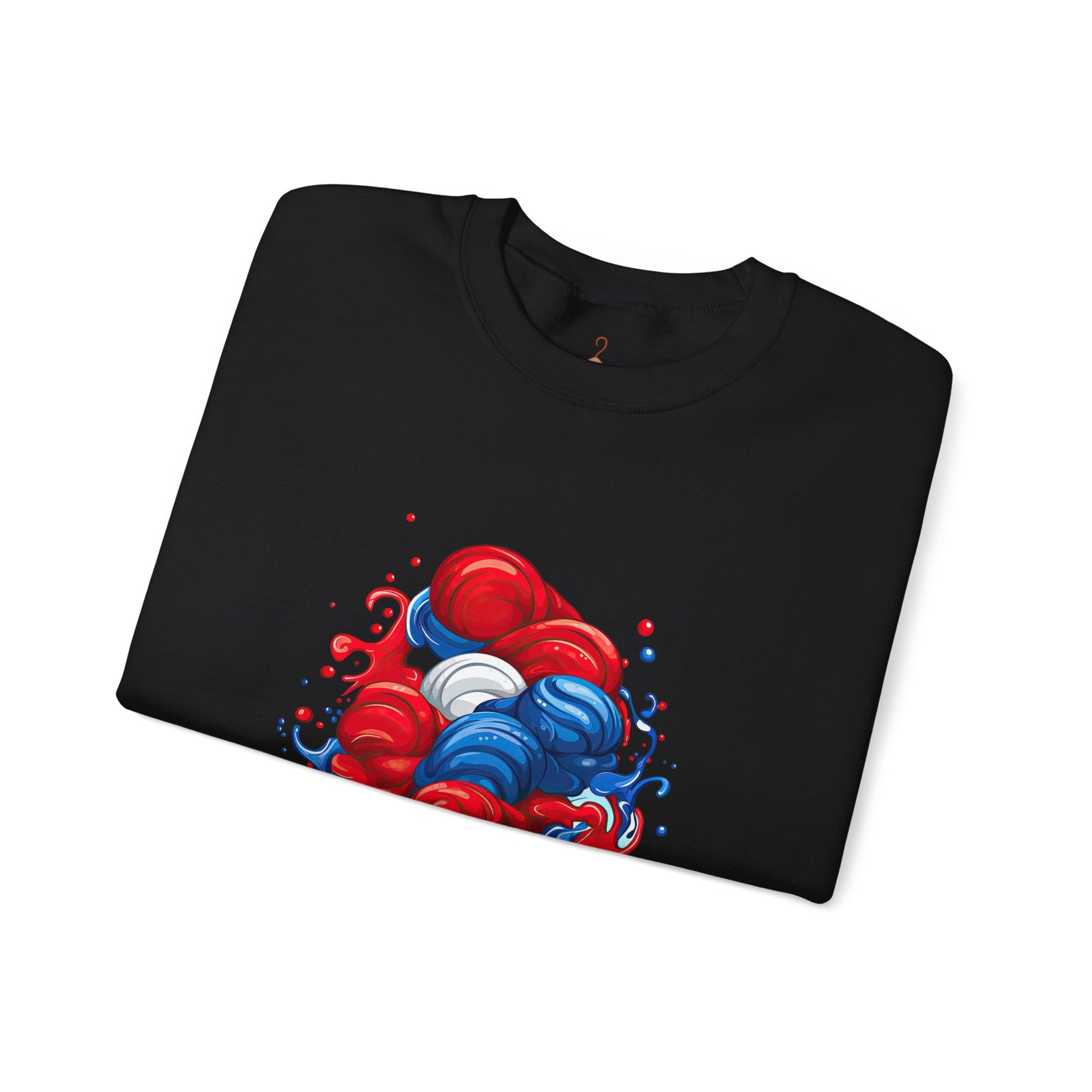 Ice Cream Crewneck Sweatshirt — Red White & Blue Swirl Cone Graphic