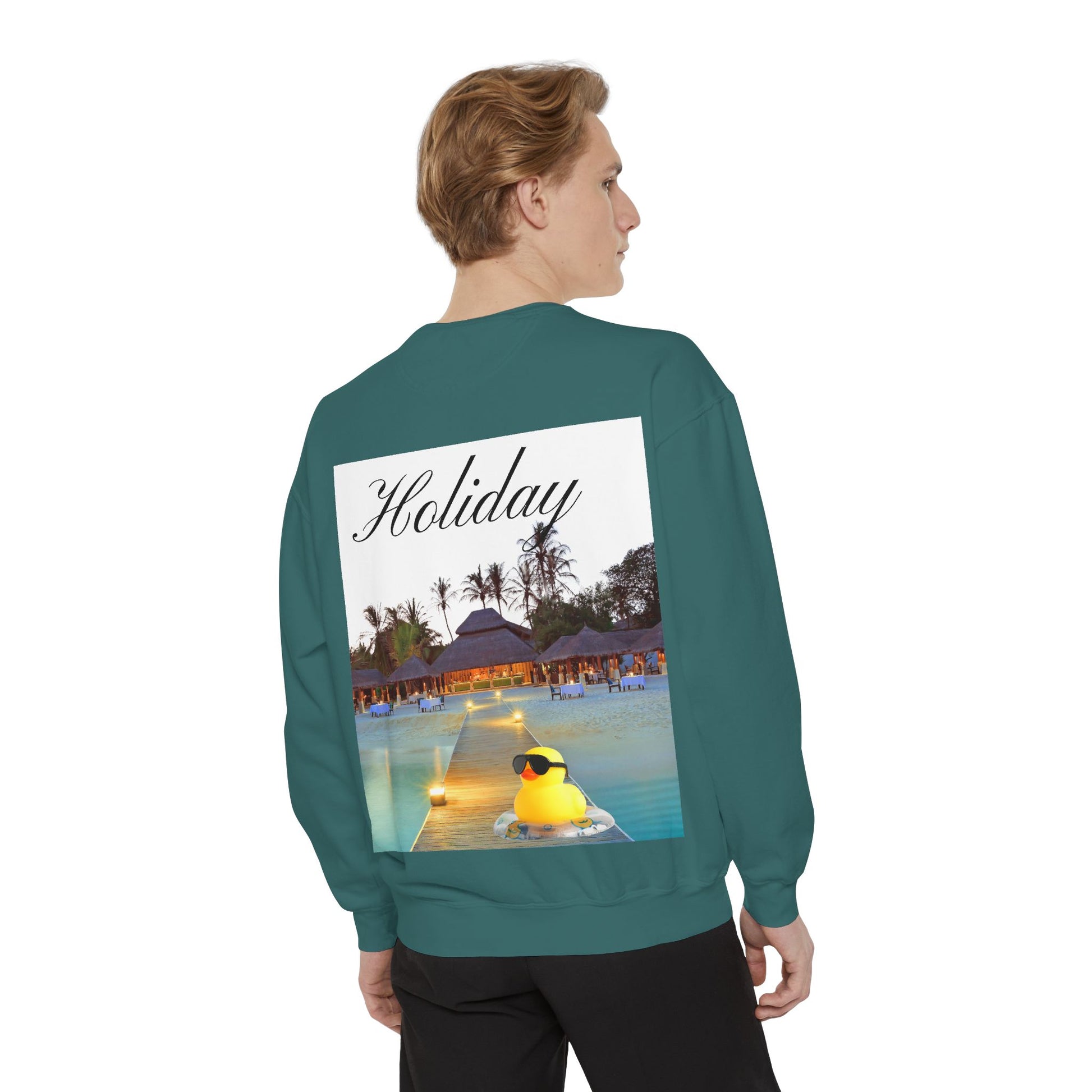 Holiday Rubber Duck Sweatshirt — Tropical Beach Graphic Sweatshirt