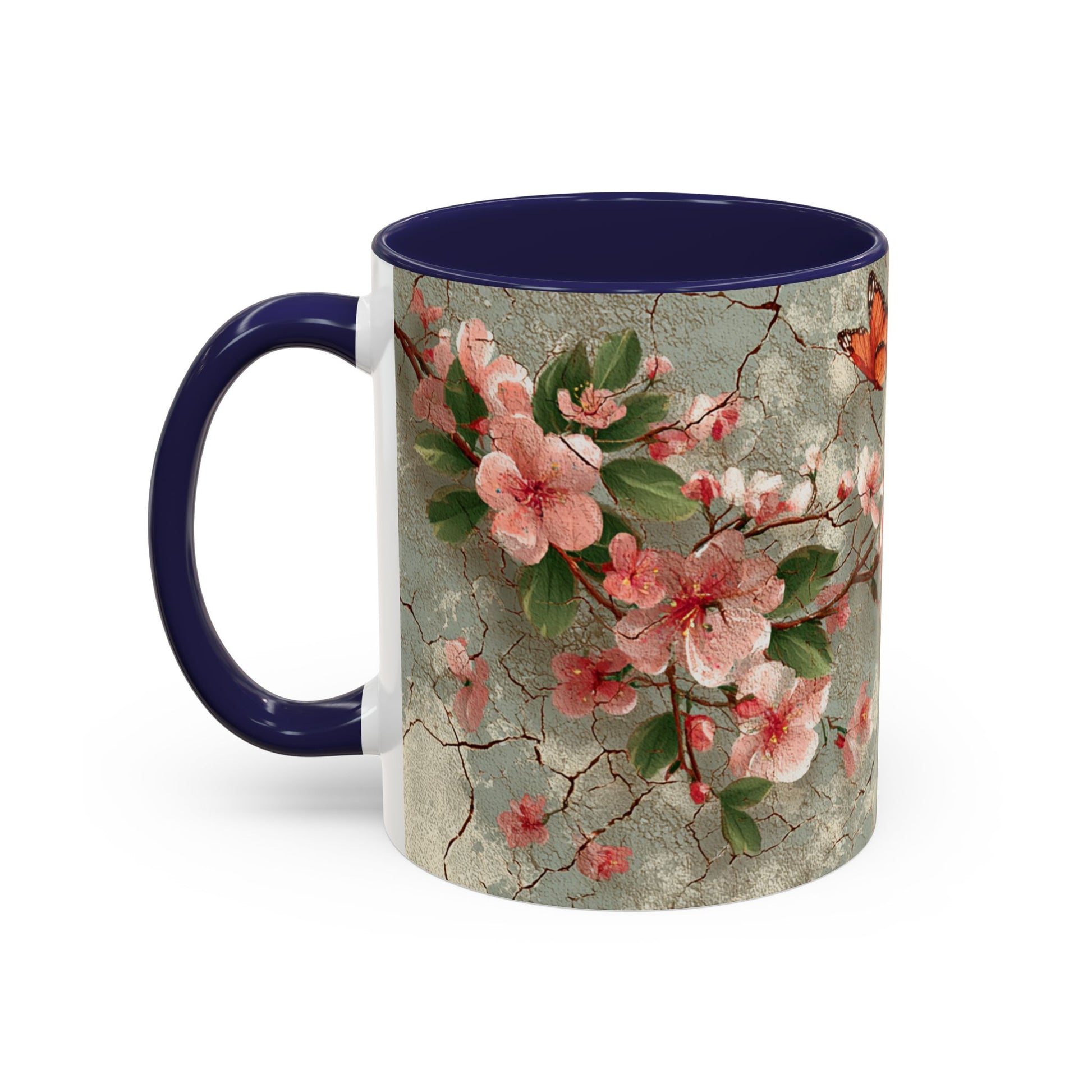 Floral Butterfly Accent Coffee Mug, Spring Gift, Kitchen Decor, Nature Lover Mug, Tea Cup