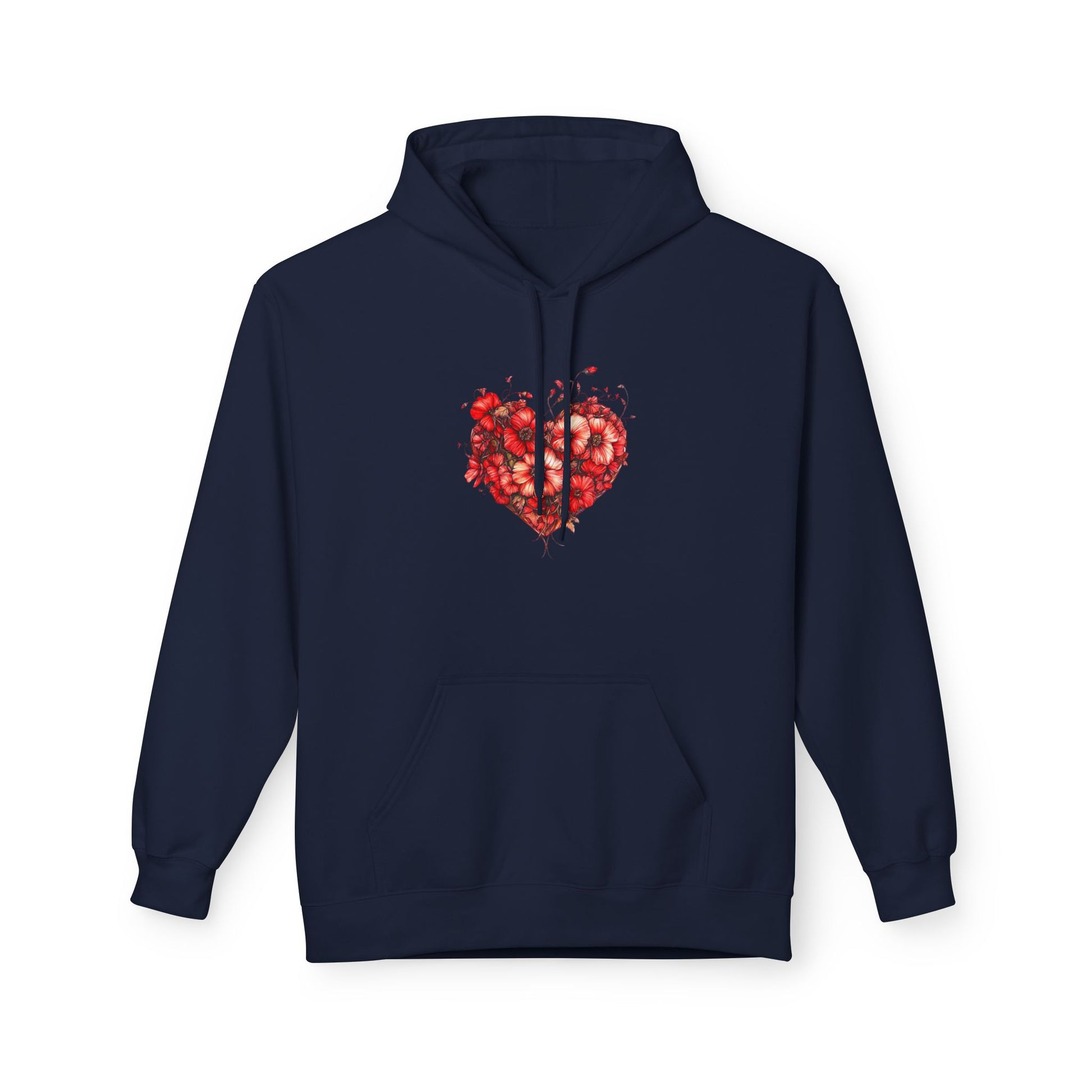 Watercolor Rose Heart Hoodie — Floral Valentine Pullover