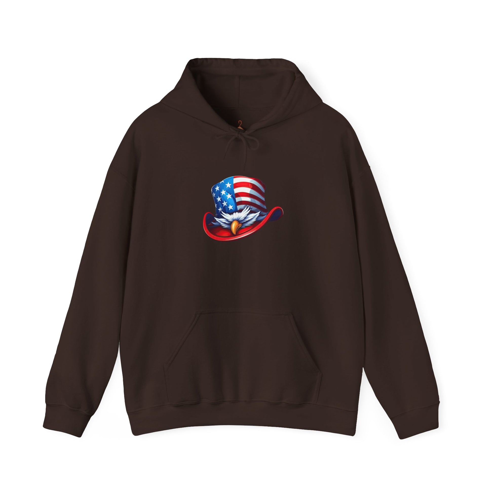 Patriotic Eagle Top Hat Hoodie — American Flag Bald Eagle Graphic Hoodie