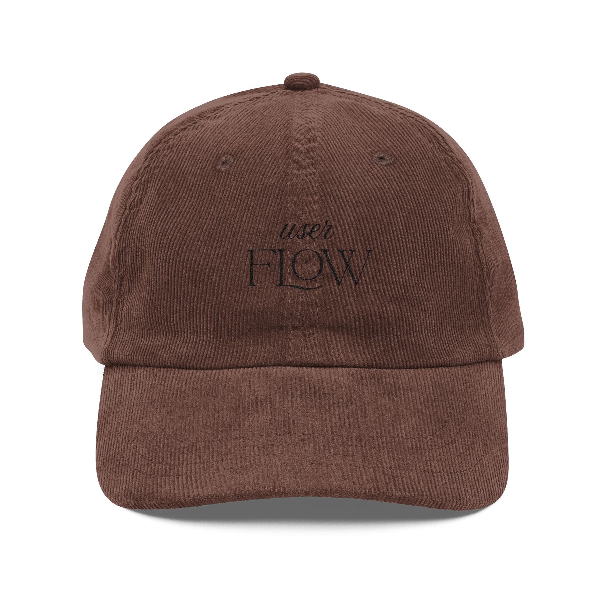 Vintage Corduroy Cap - 'User Flow' Embroidered Retro Baseball Hat