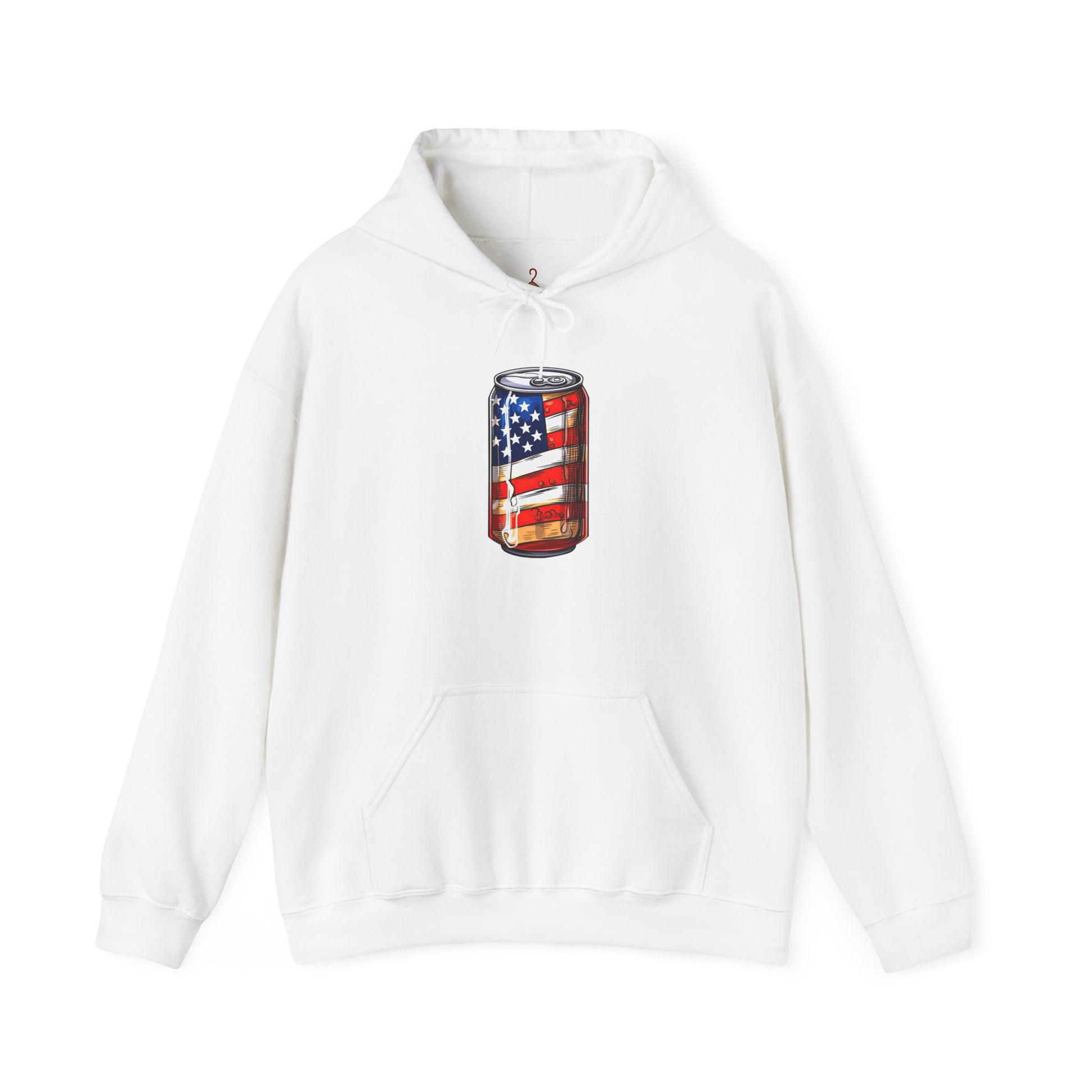 American Flag Soda Can Hoodie — Patriotic Vintage Beverage Graphic Sweatshirt