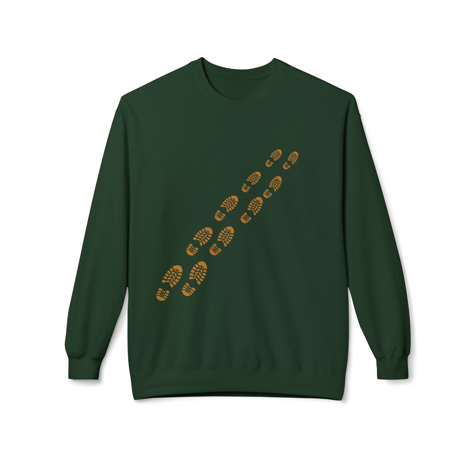 Crewneck Sweatshirt - Golden Bootprint Trail Graphic (Outdoor Hiking, Adventure Gift)