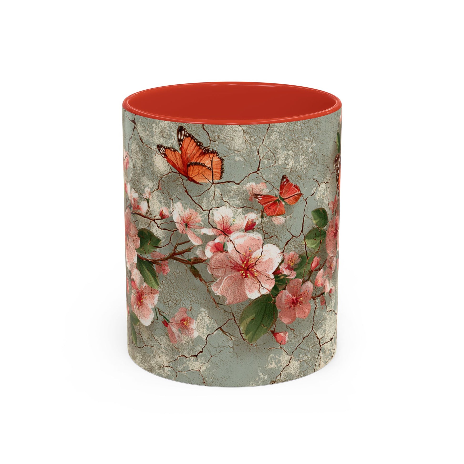 Floral Butterfly Accent Coffee Mug, Spring Gift, Kitchen Decor, Nature Lover Mug, Tea Cup