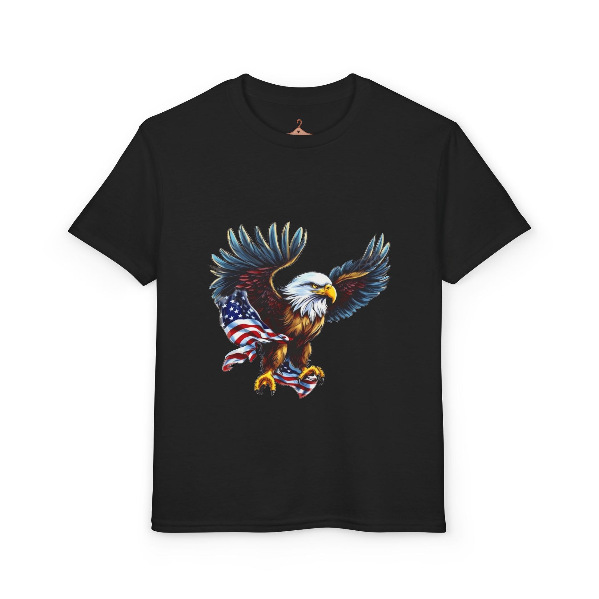 Youth T-Shirt — Patriotic Bald Eagle with American Flag Graphic