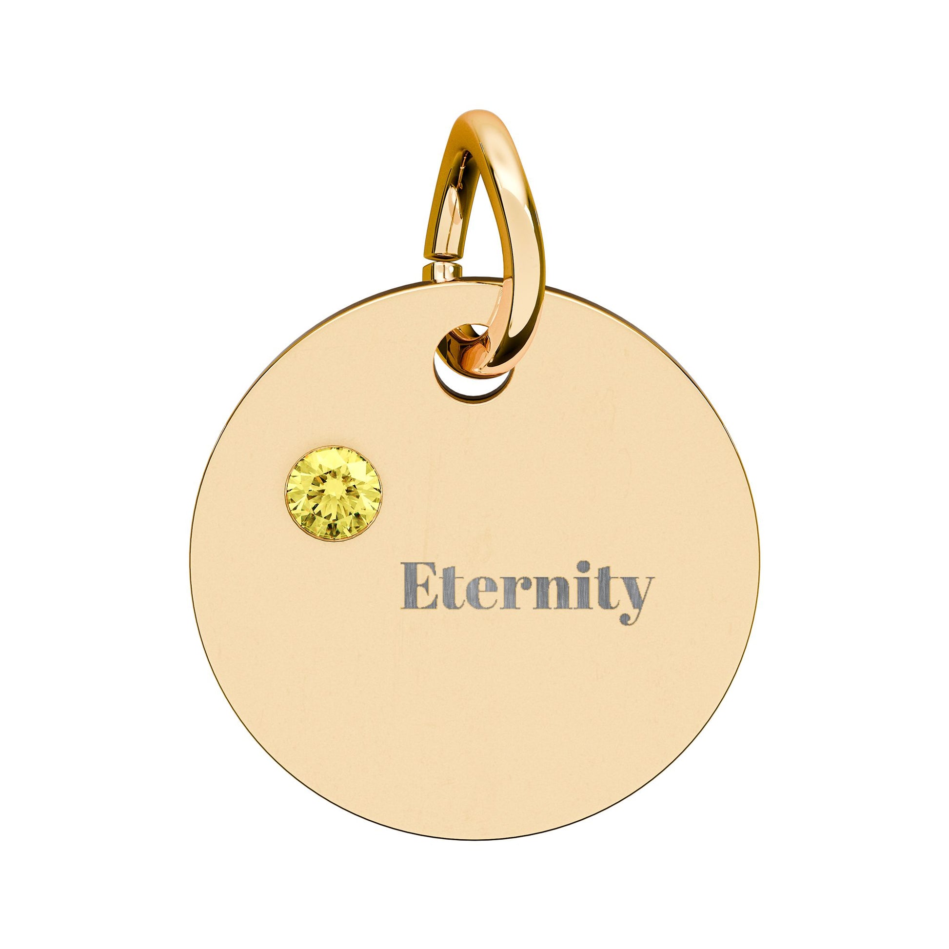 Engravable Birthstone Circle Charm — Personalized 'Eternity' Pendant