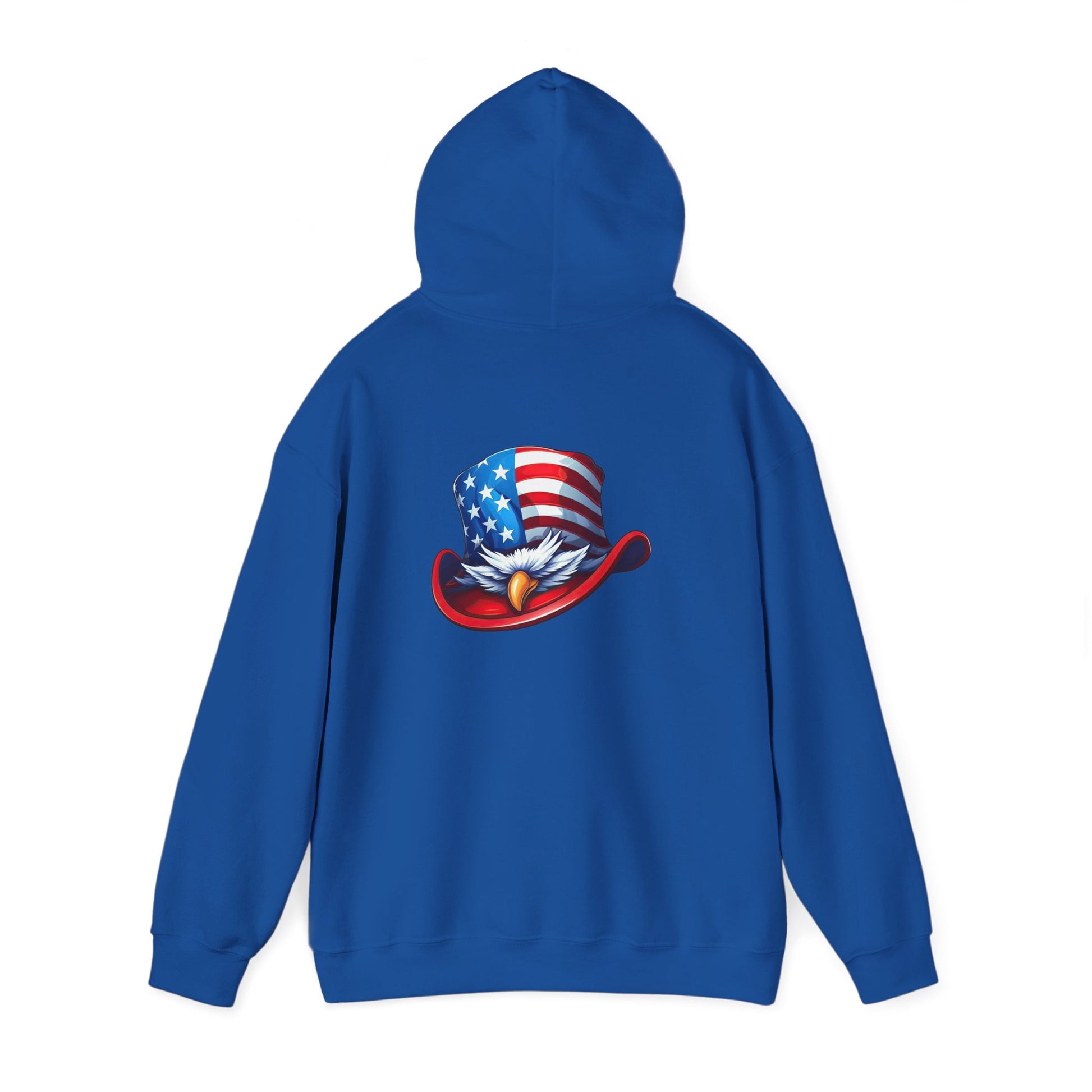 Patriotic Eagle Top Hat Hoodie — American Flag Bald Eagle Graphic Hoodie