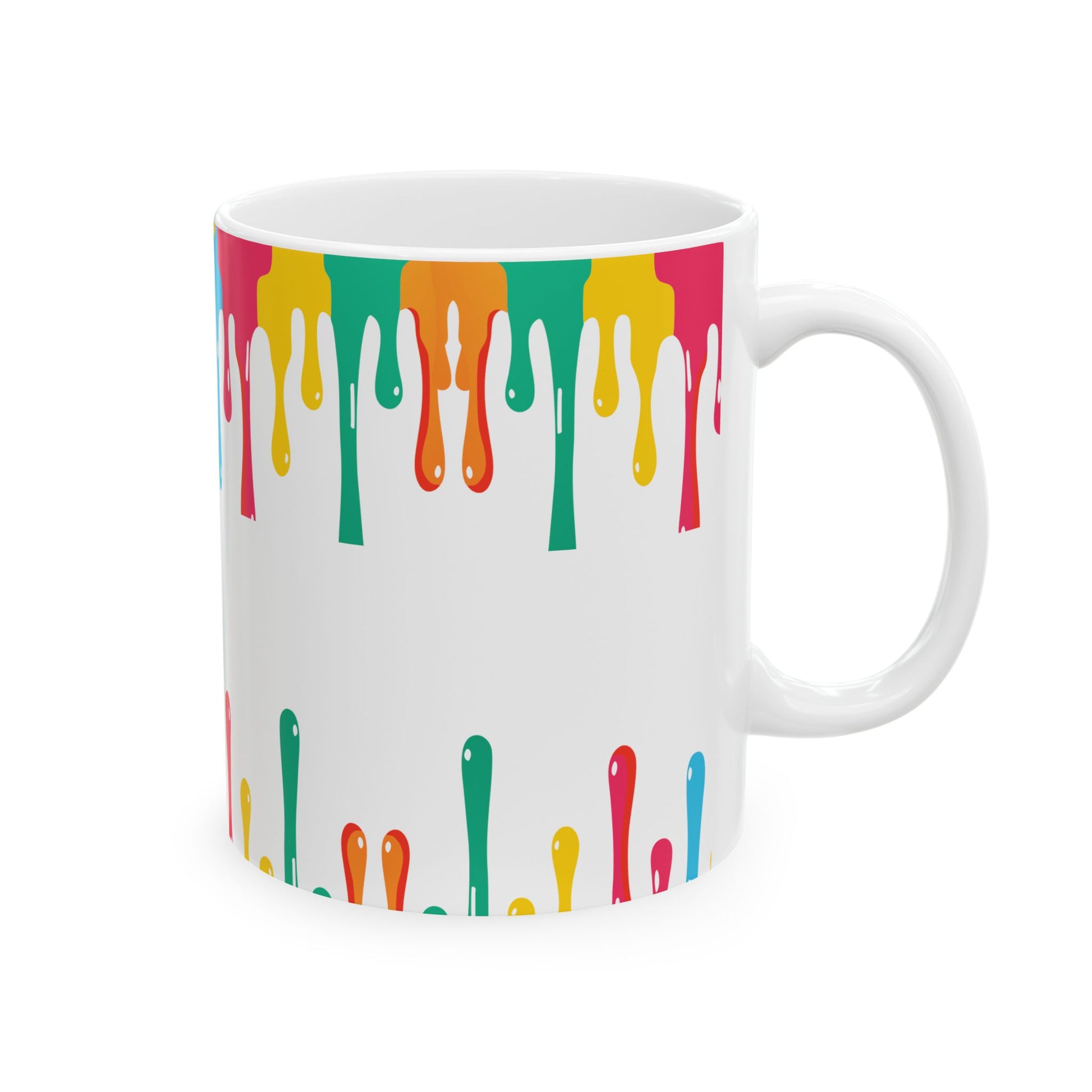 Colorful Paint Drip Ceramic Mug — Bright Dripping Paint Coffee Cup (11oz & 15oz)