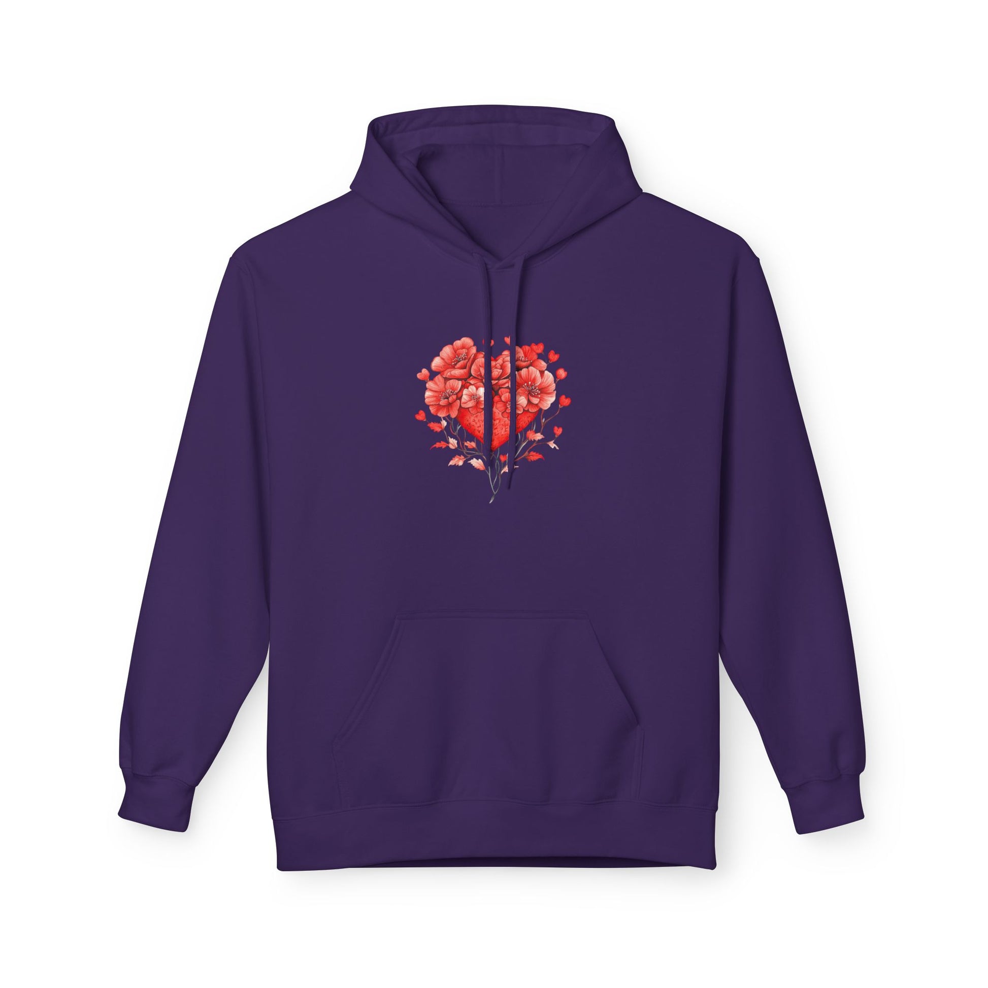 Heart of Roses Hoodie — Floral Heart Graphic Sweatshirt for Valentine's Day