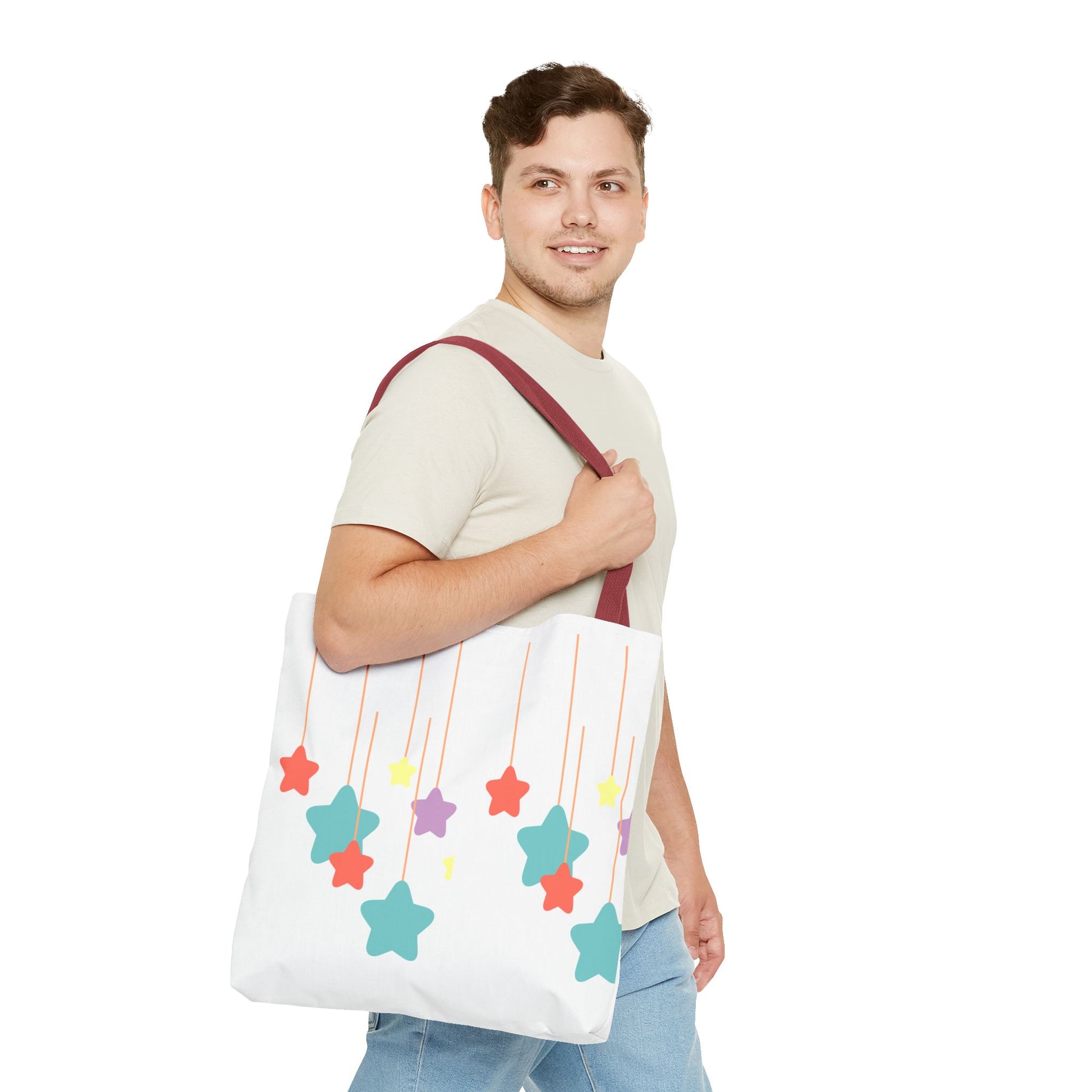 Stars and Stripes Tote Bag, Colorful Canvas Bag, Ideal Gift for Her, Summer Outings, Eco-Friendly Shopping, Fun Accessories, Artful Design