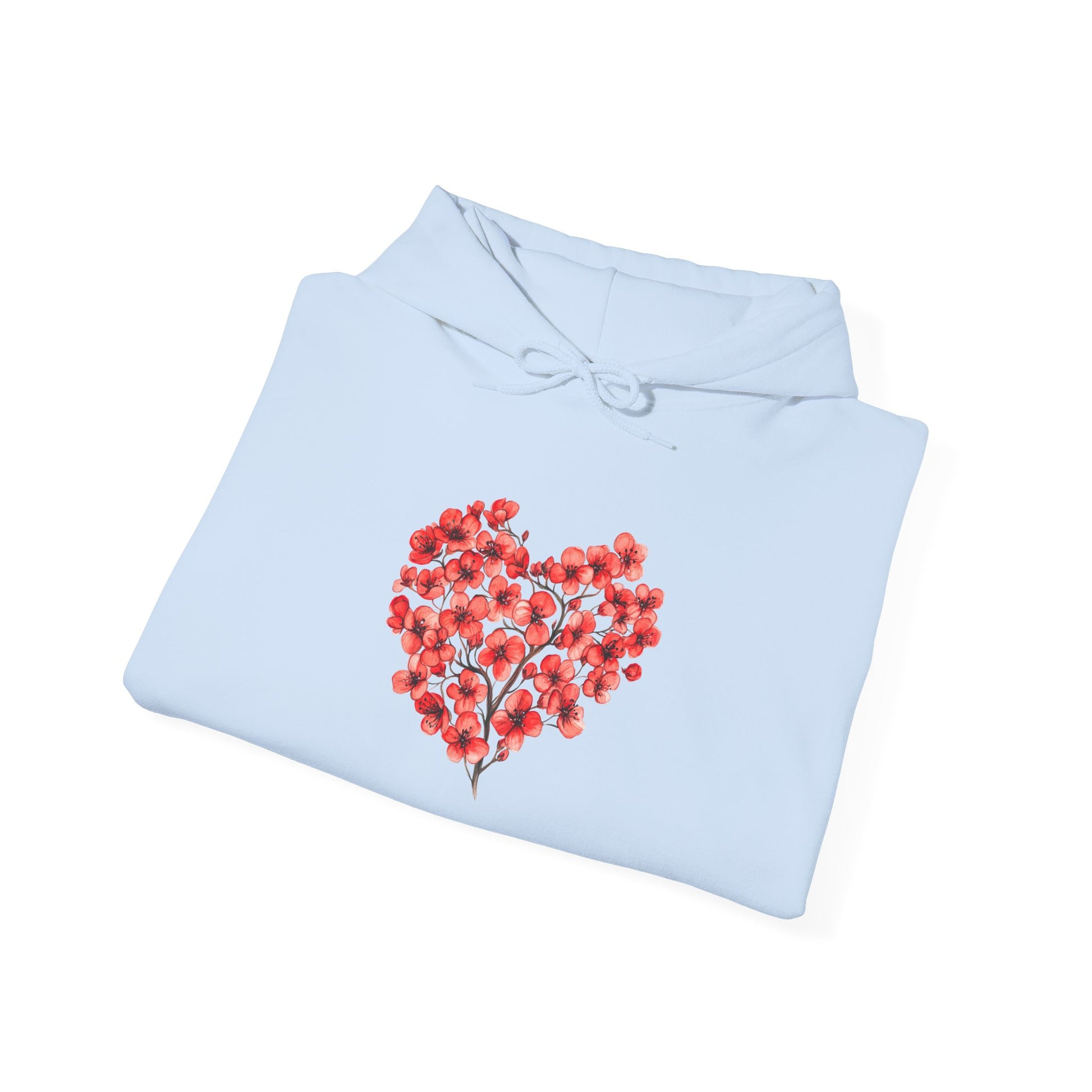 Heart Bouquet Hoodie — Floral Heart Pullover with Elbow Hearts