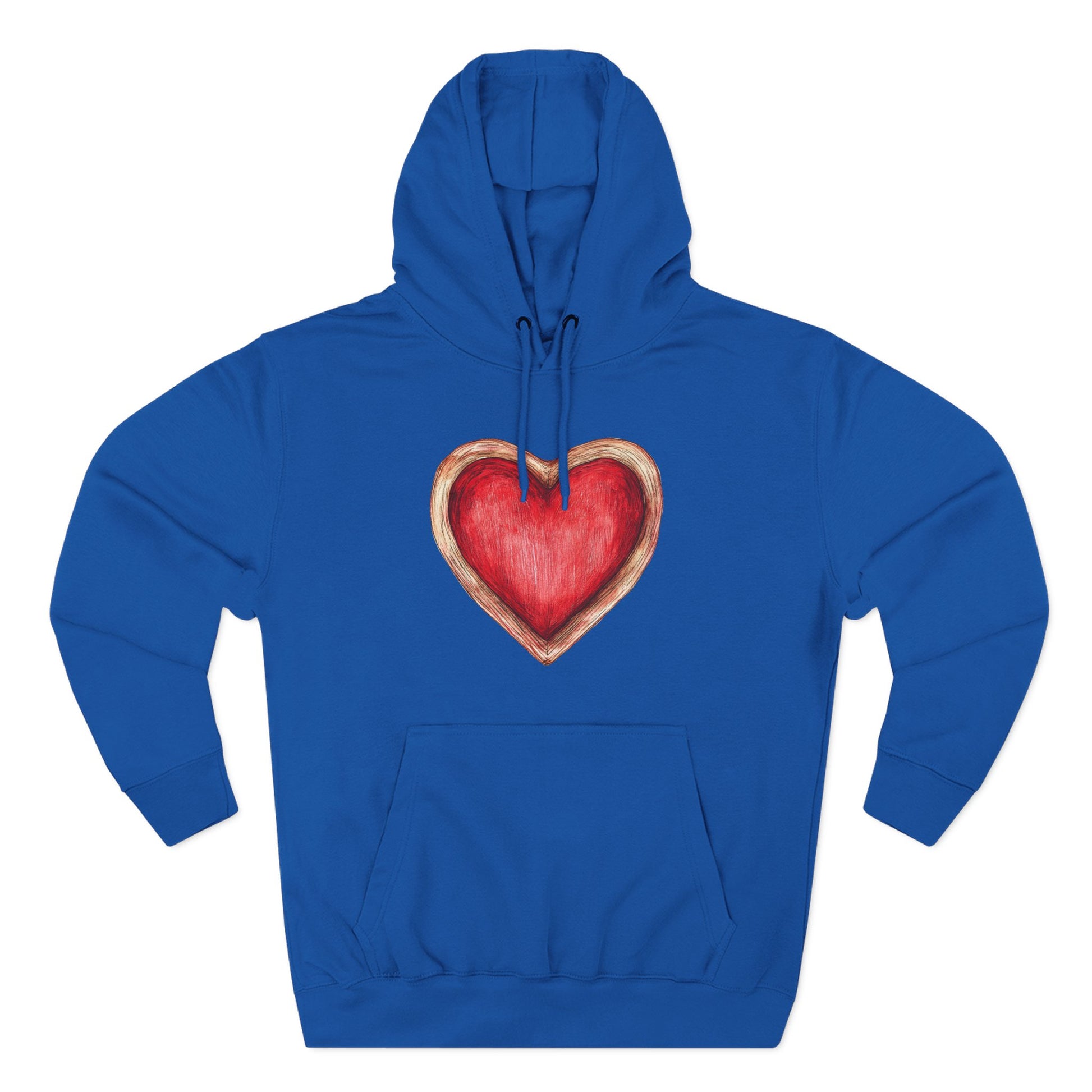 Heart Watercolor Hoodie — Hand-Painted Red Heart Pullover for Valentine's Day
