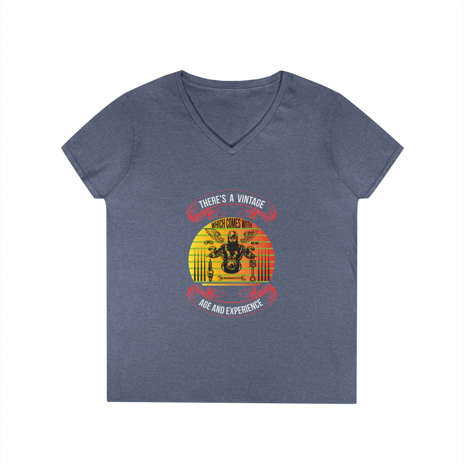Vintage Motorcycle V-Neck Tee — "There's a Vintage Side of Me"