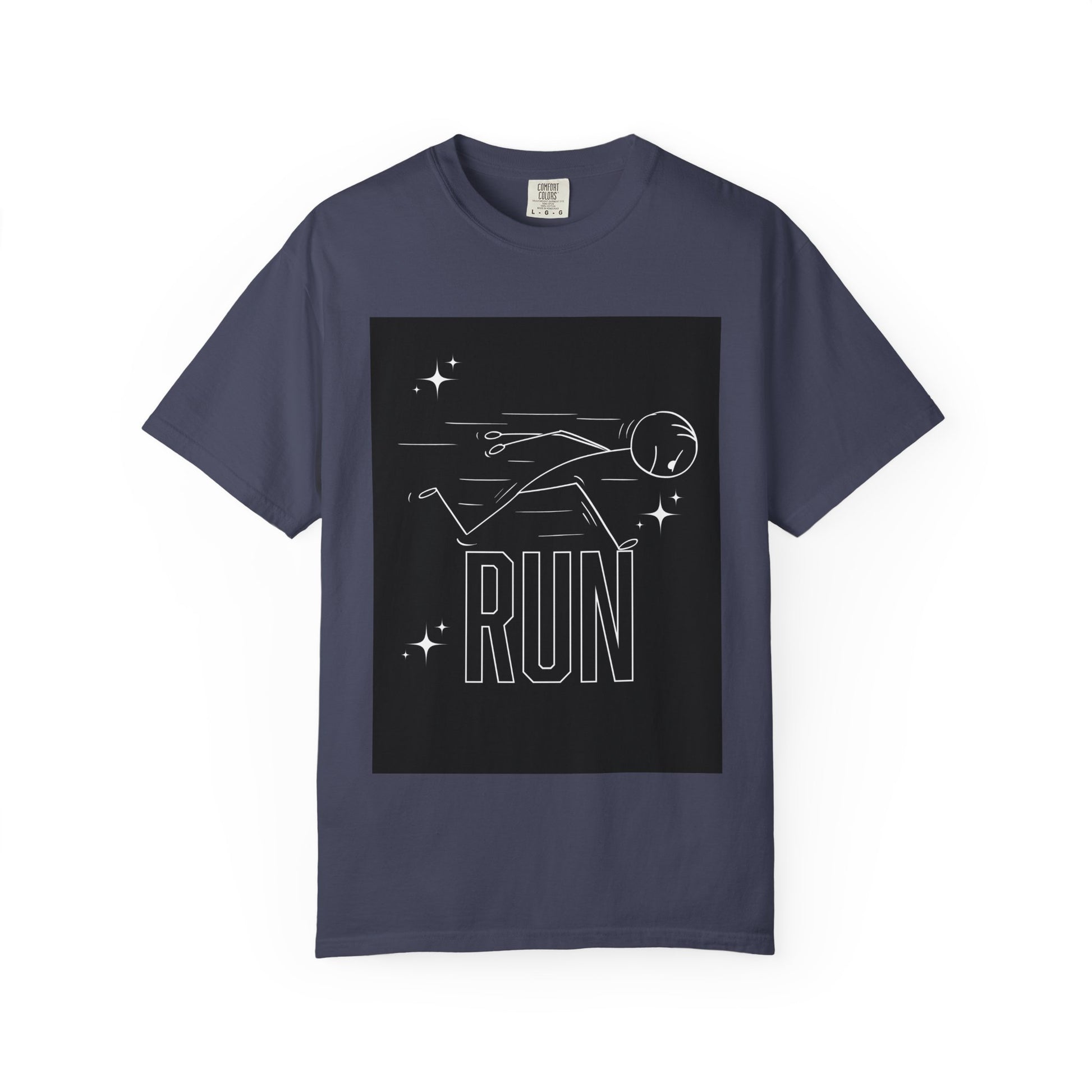 Unisex Garment-Dyed T-shirt with 'RUN' Design -  Fitness Gifts, Sporty Style