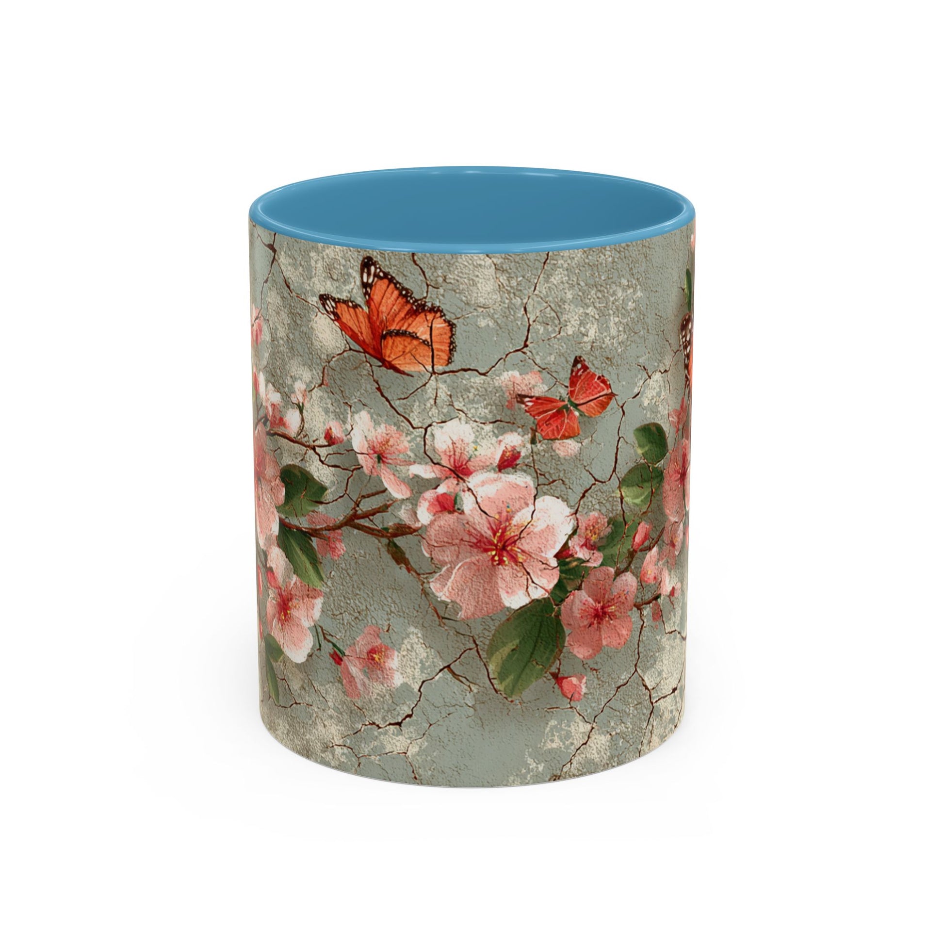 Floral Butterfly Accent Coffee Mug, Spring Gift, Kitchen Decor, Nature Lover Mug, Tea Cup