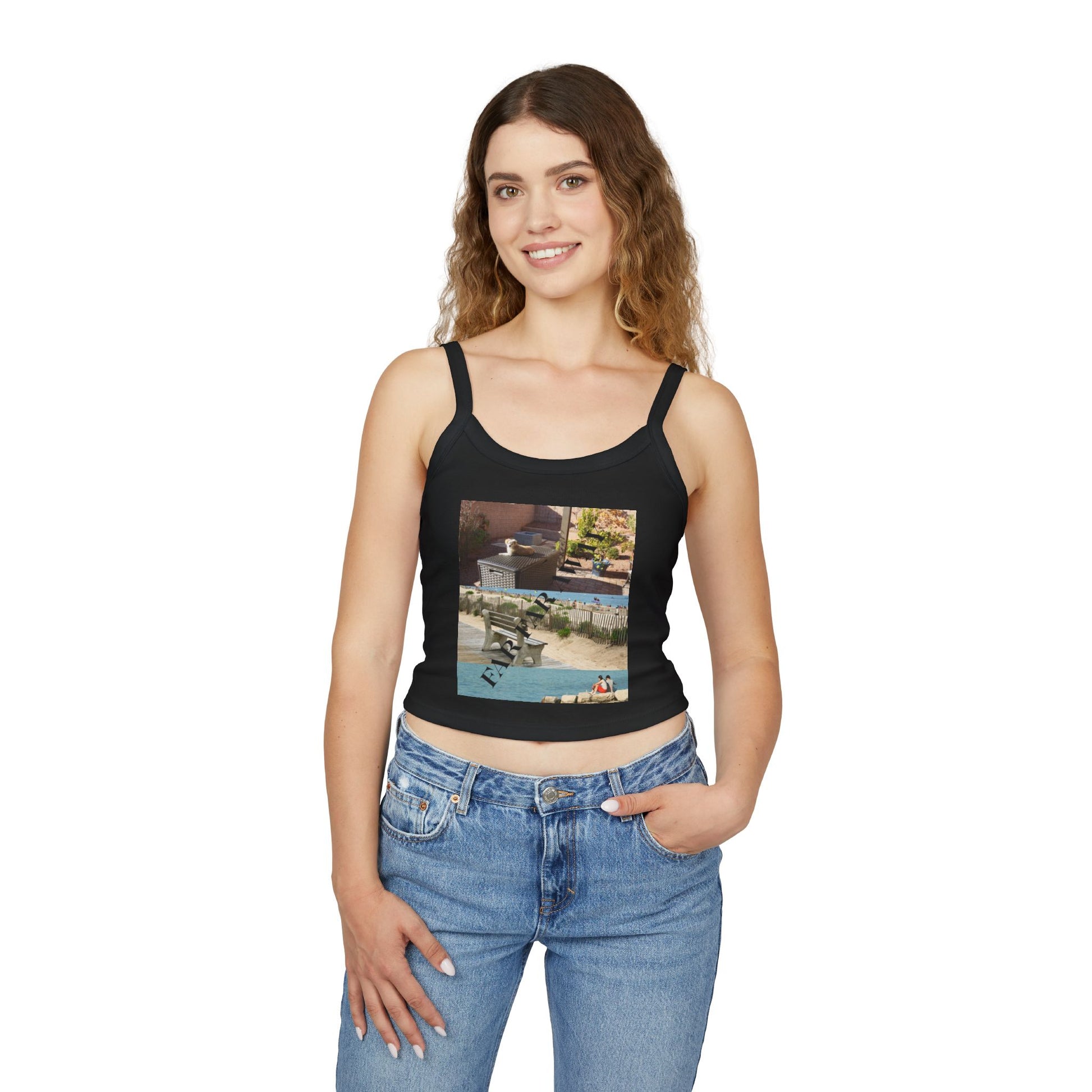 Tank Top — Vintage Poolside Photo Print Crop Tank