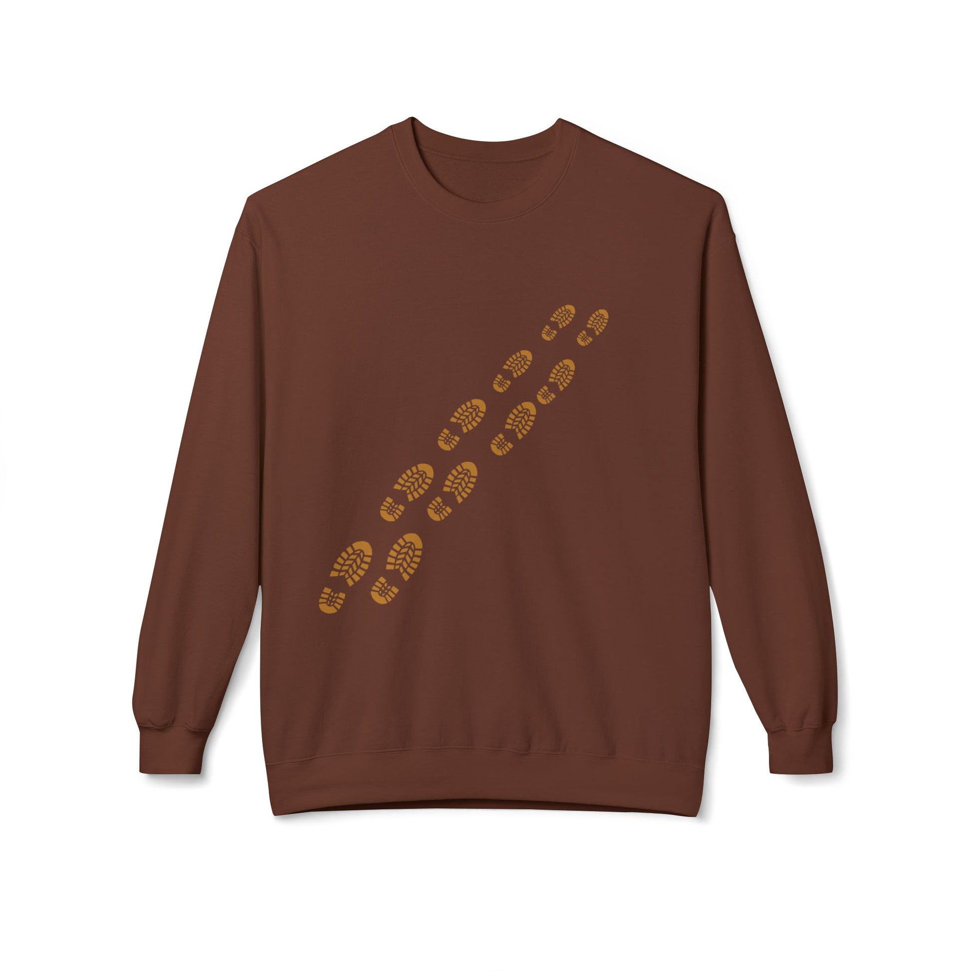 Crewneck Sweatshirt - Golden Bootprint Trail Graphic (Outdoor Hiking, Adventure Gift)