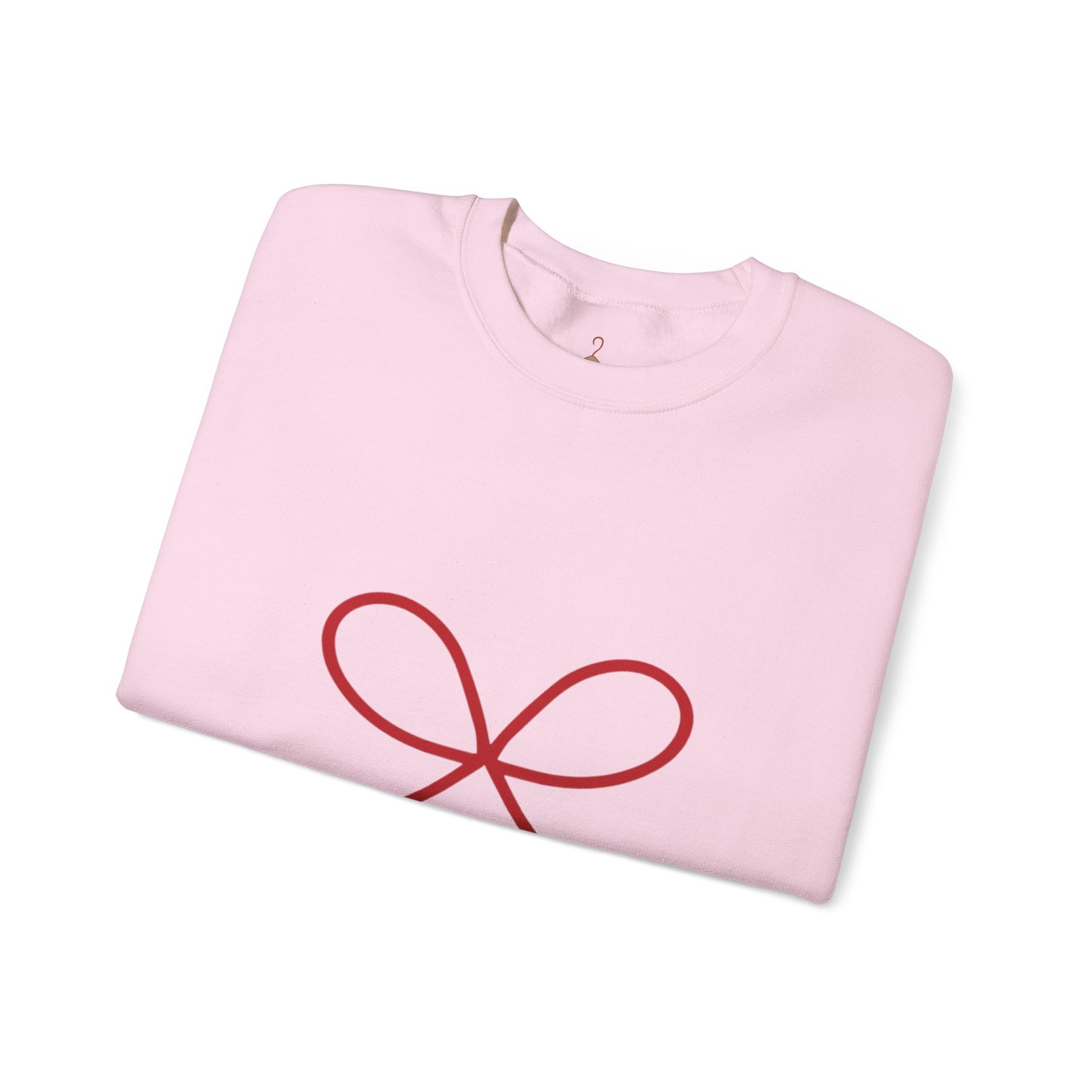 Crewneck Sweatshirt — Minimal Red Bow Graphic, Cute Gift for Her & Holidays