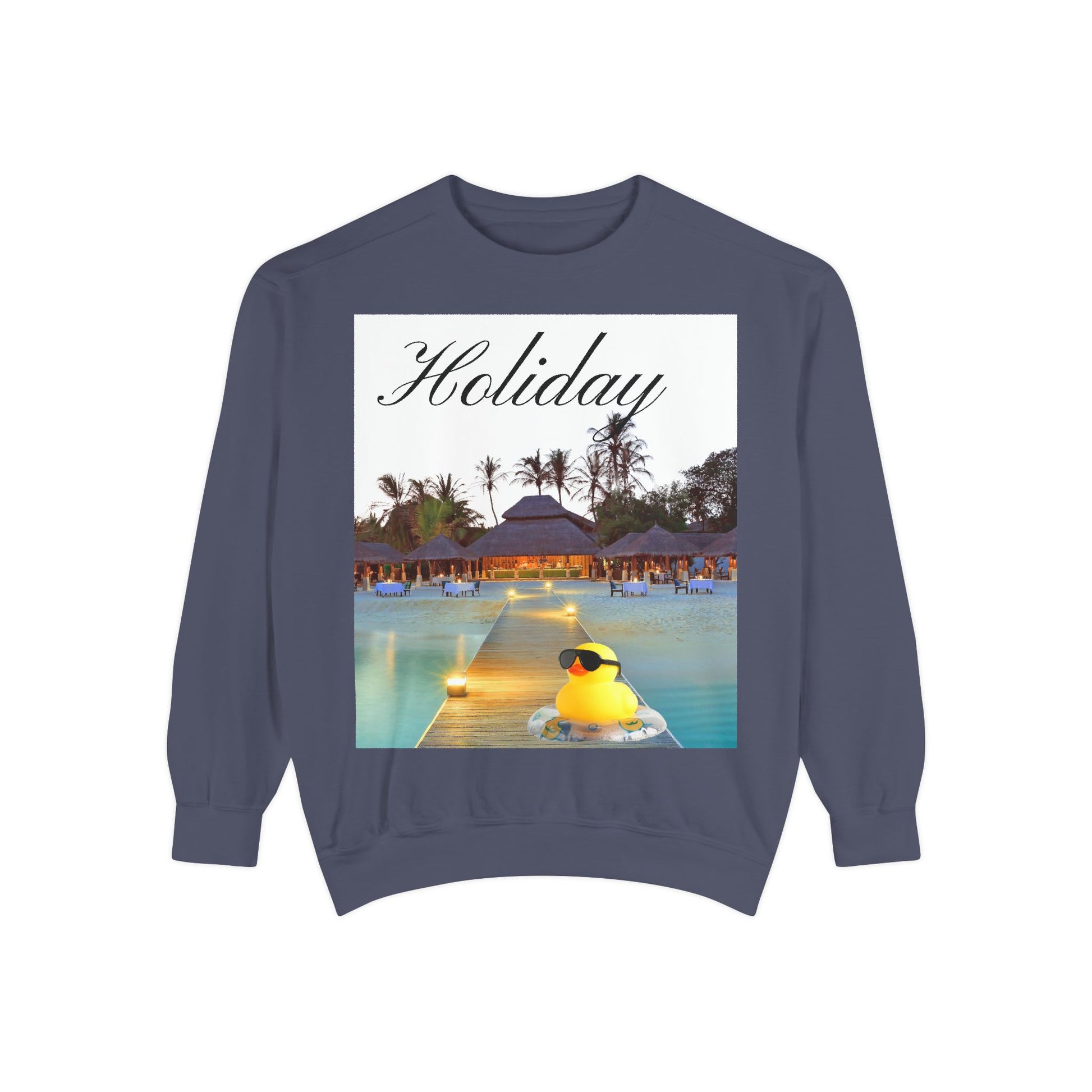 Holiday Rubber Duck Sweatshirt — Tropical Beach Graphic Sweatshirt