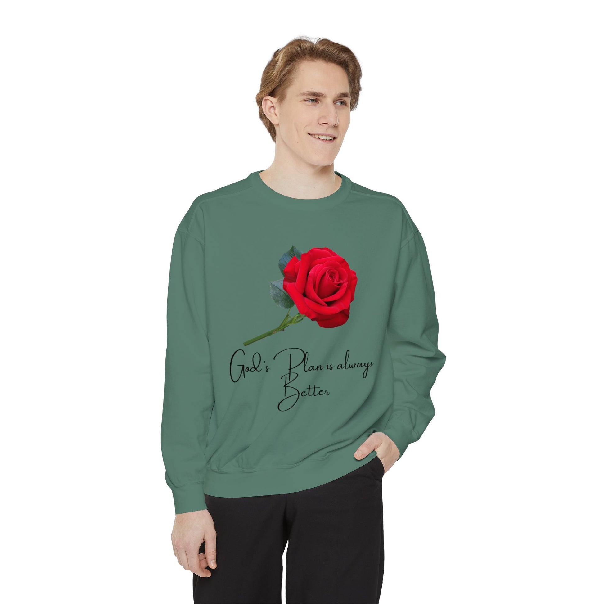 Rose Design Unisex Garment-Dyed Sweatshirt