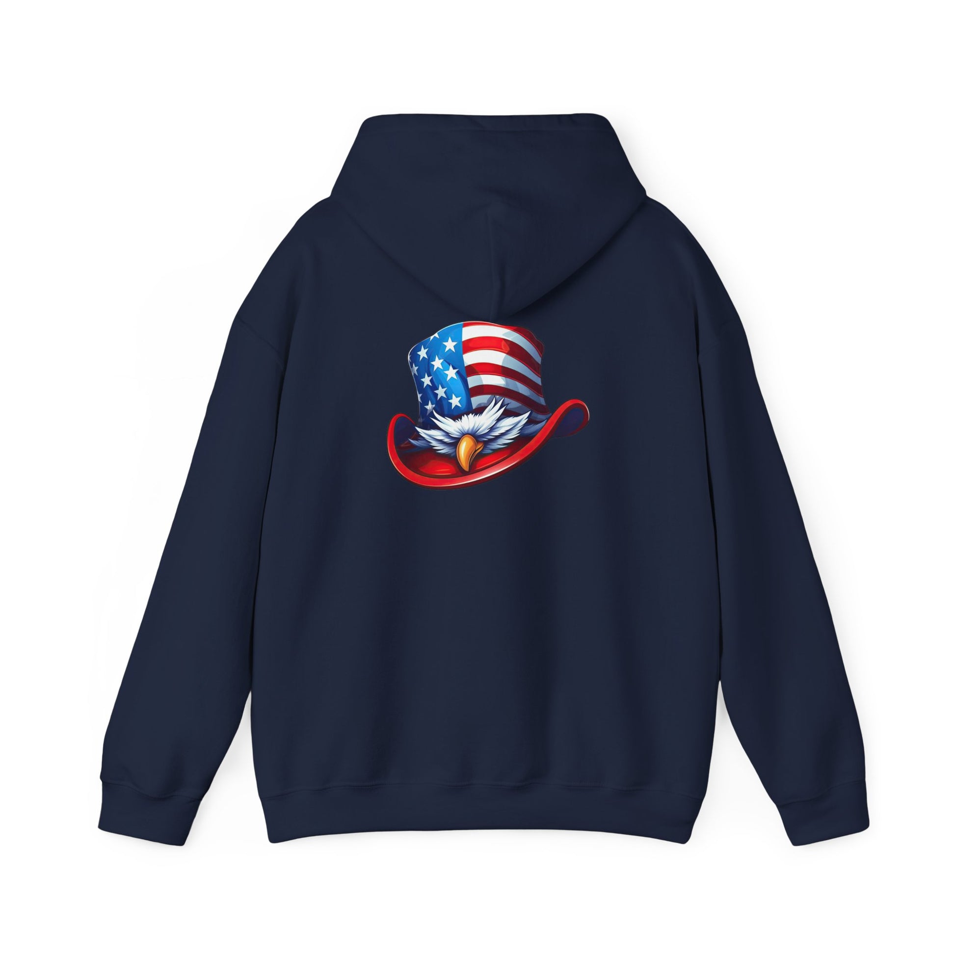 Patriotic Eagle Top Hat Hoodie — American Flag Bald Eagle Graphic Hoodie