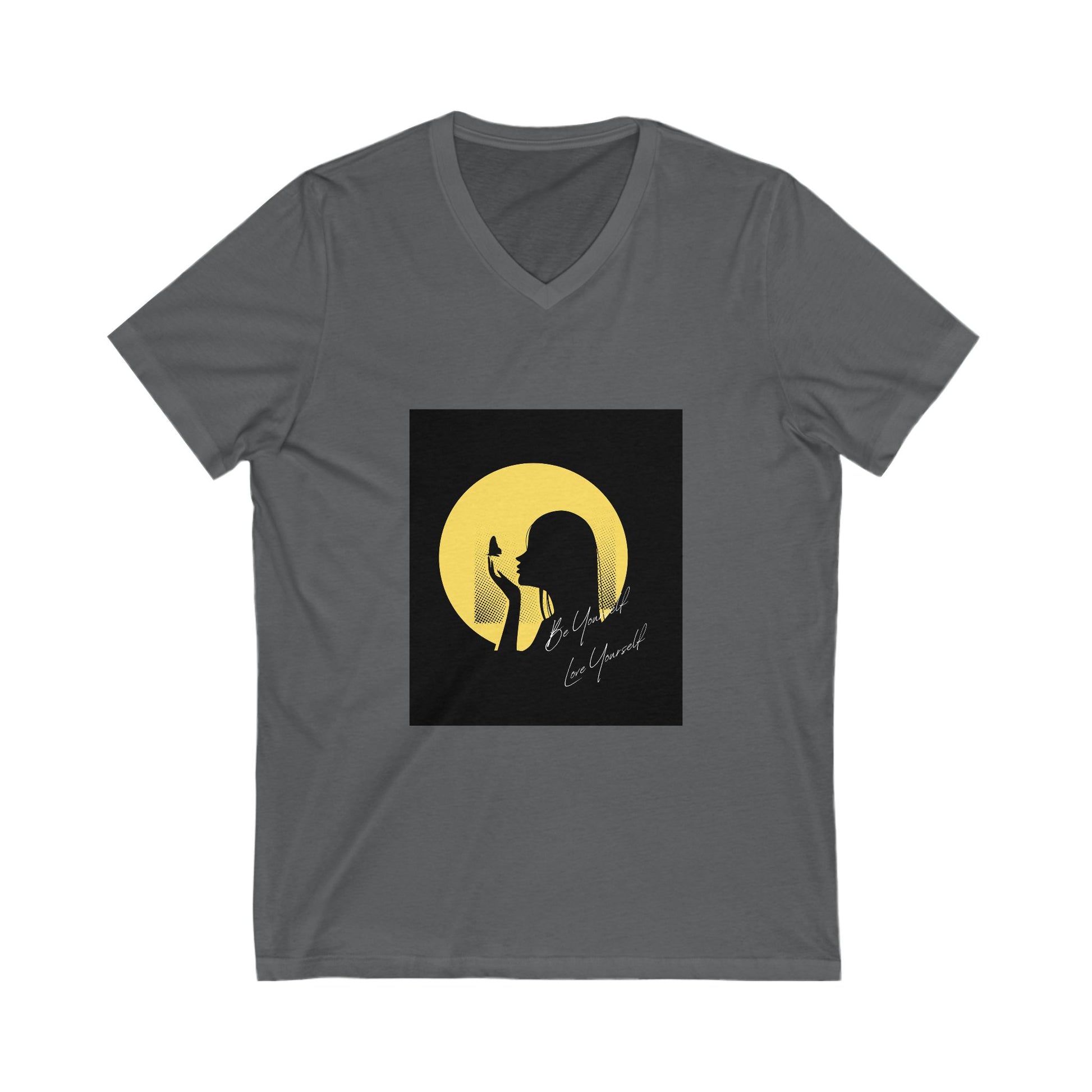 Inspirational Silhouette V-Neck Tee for Music Lovers, Gift for Musicians