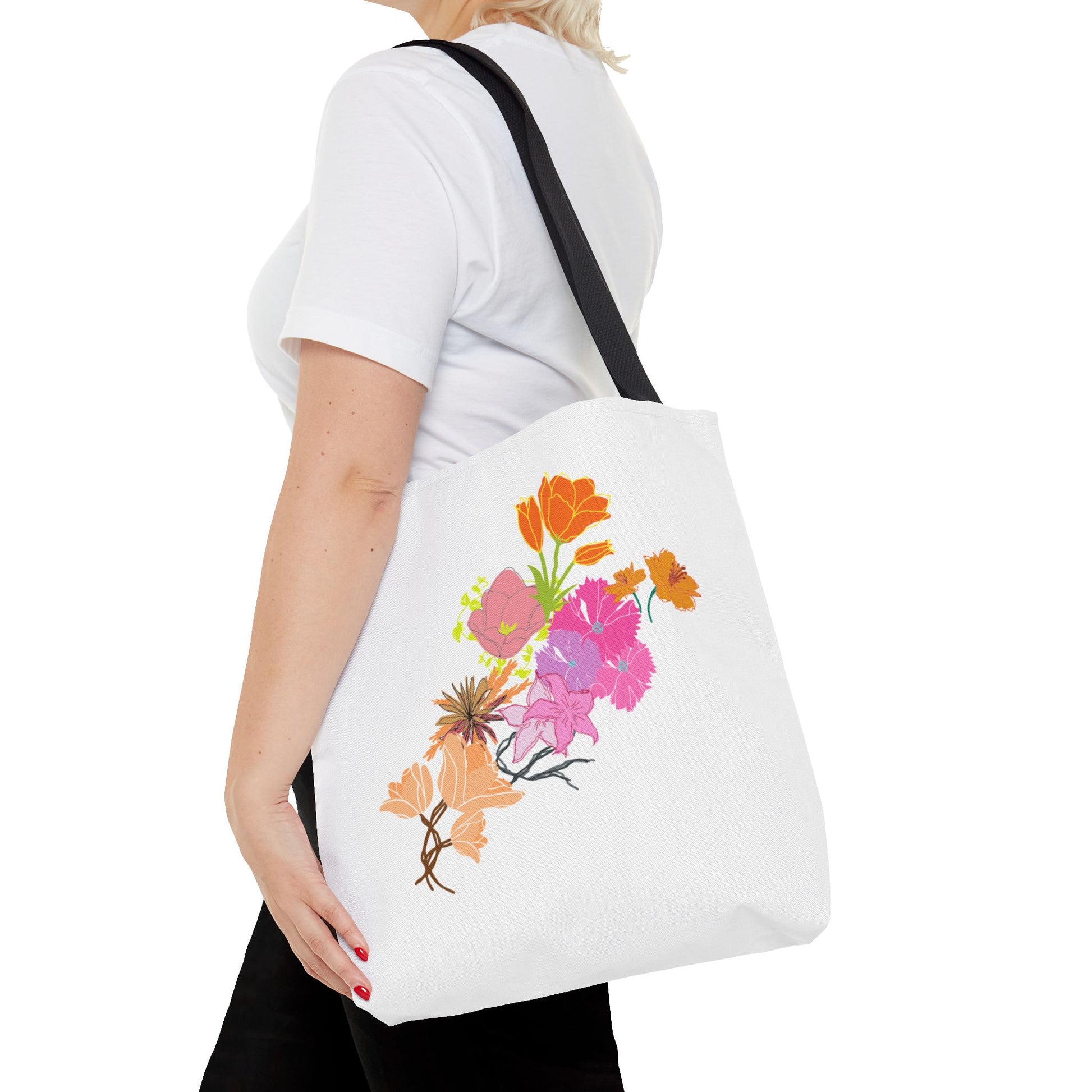 Floral Print Tote Bag, Eco-Friendly Shopping Tote, Boho Chic Bag, Flower Lover Gift, Reusable Grocery Bag, Spring Accessory