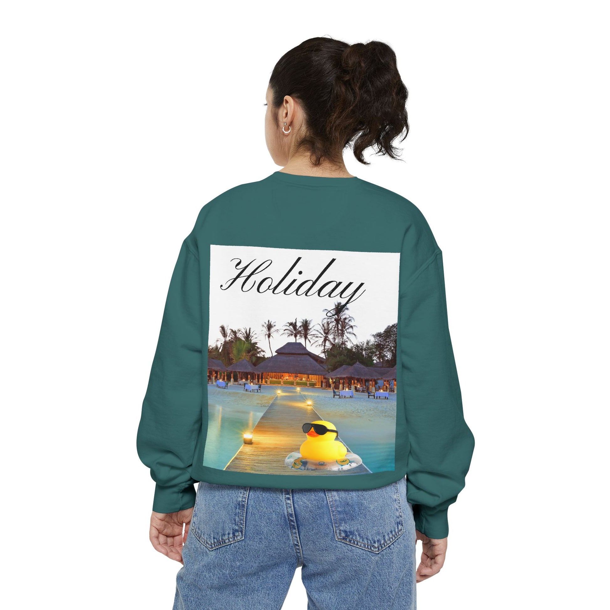 Holiday Rubber Duck Sweatshirt — Tropical Beach Graphic Sweatshirt