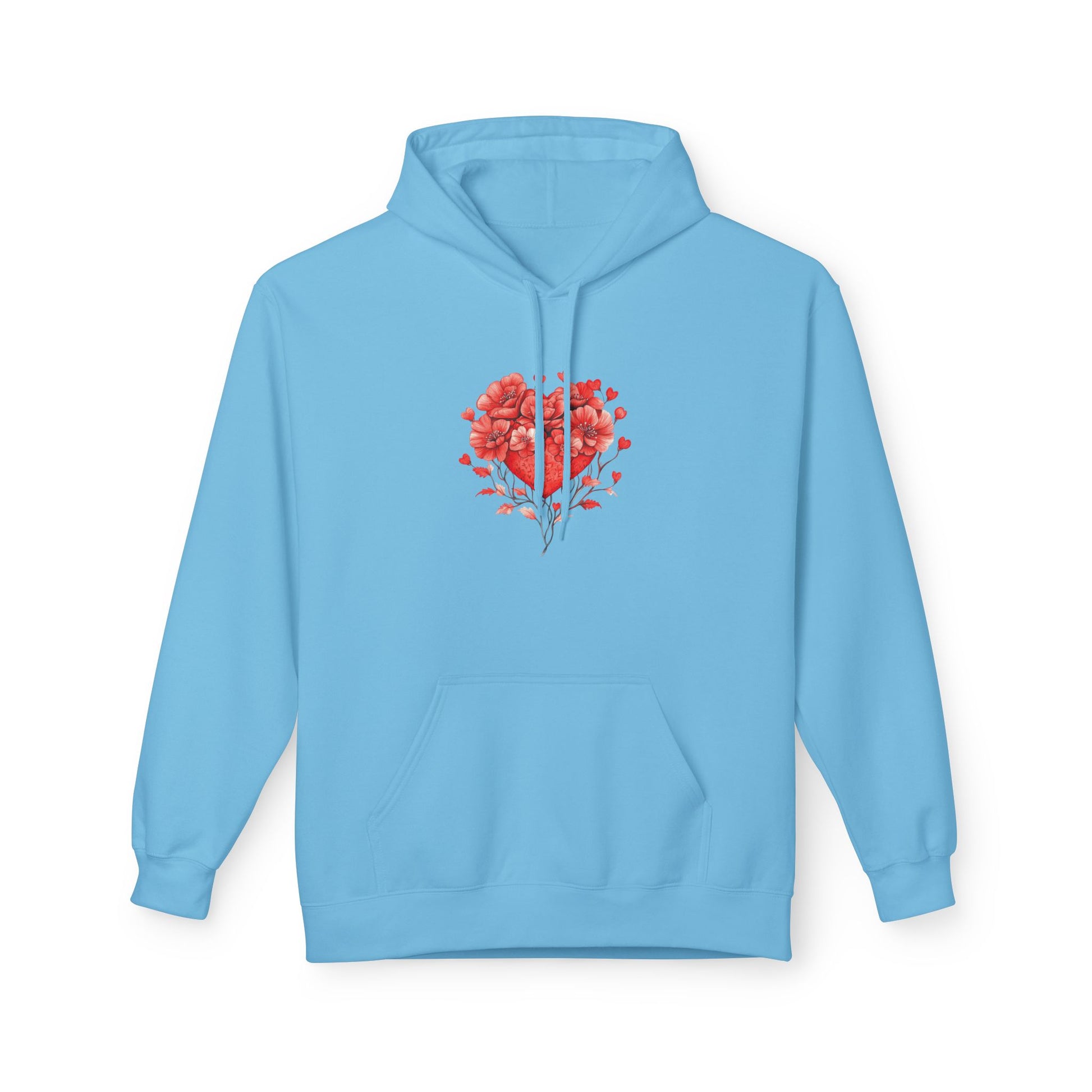Heart of Roses Hoodie — Floral Heart Graphic Sweatshirt for Valentine's Day