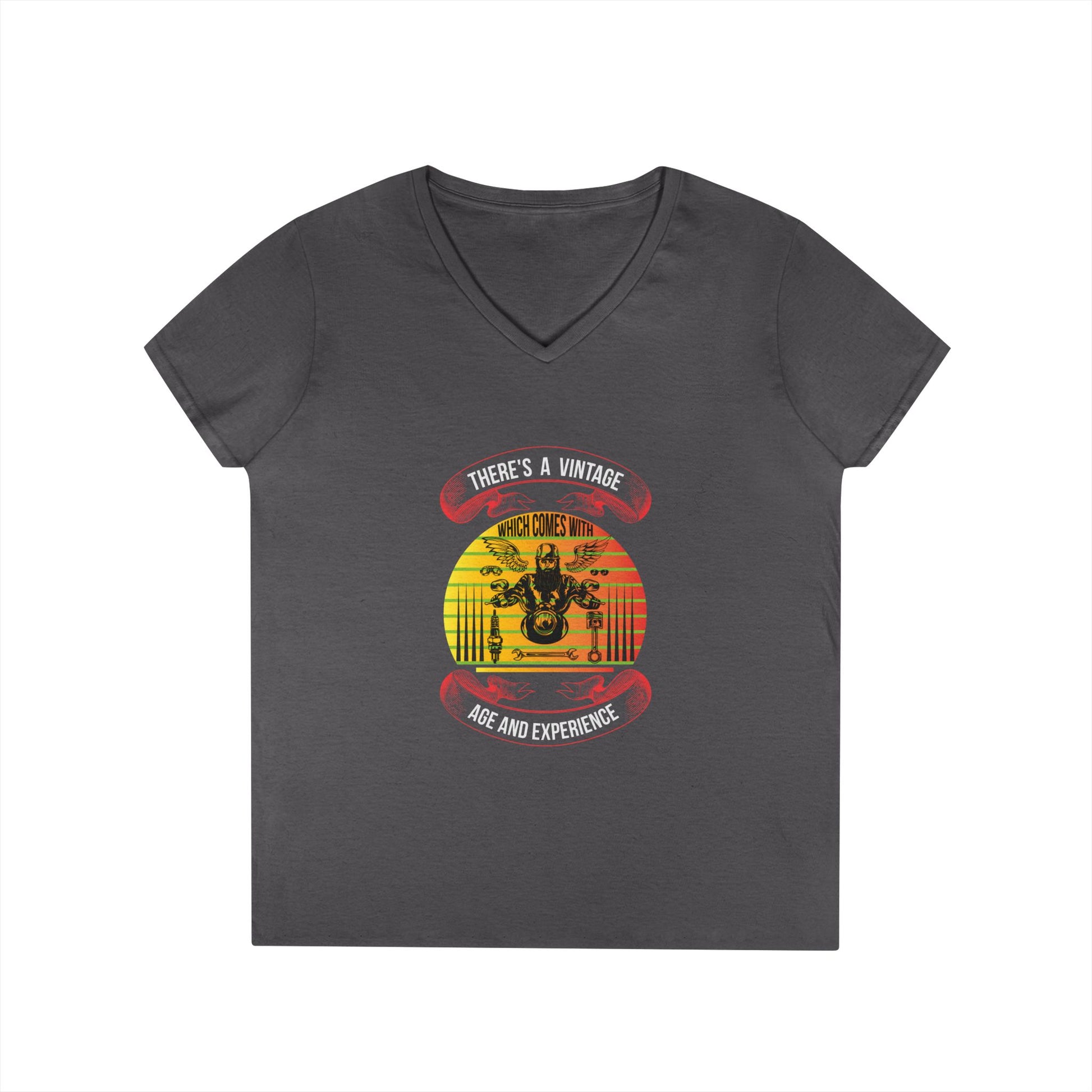 Vintage Motorcycle V-Neck Tee — "There's a Vintage Side of Me"