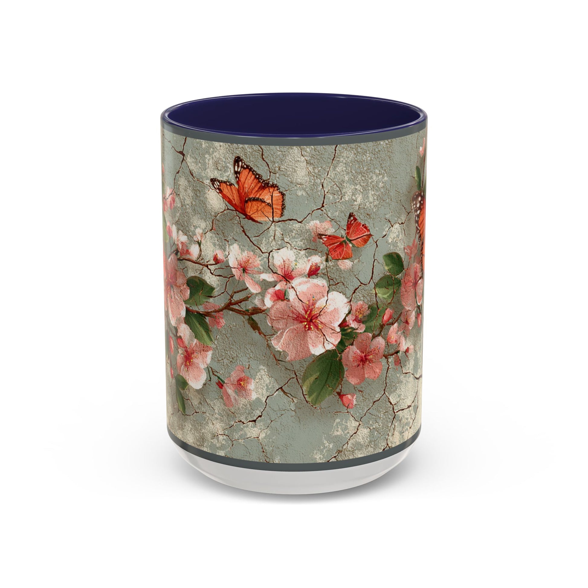 Floral Butterfly Accent Coffee Mug, Spring Gift, Kitchen Decor, Nature Lover Mug, Tea Cup