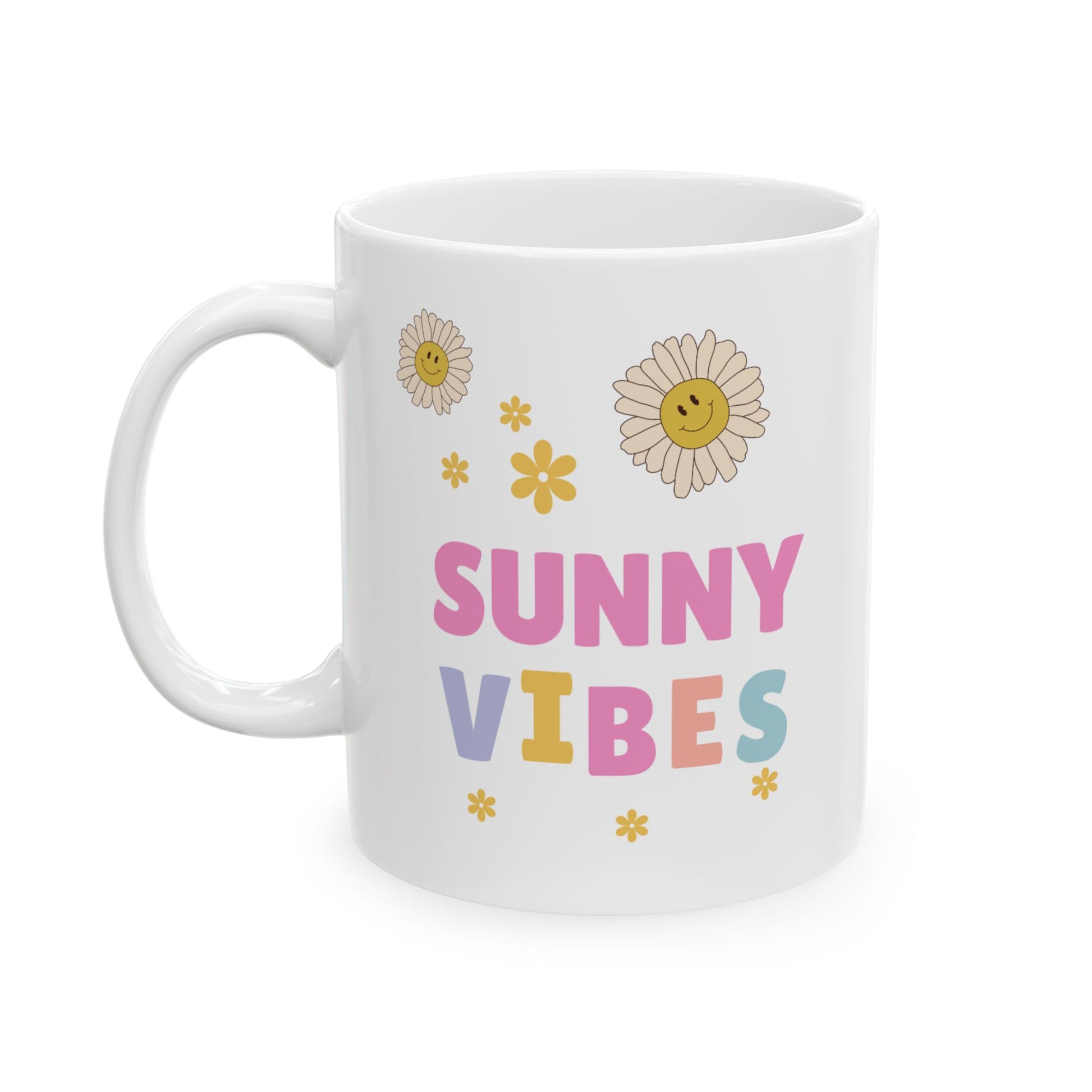 Sunny Vibes Ceramic Mug Cheerful Coffee Cup, Gift for Friends & Family