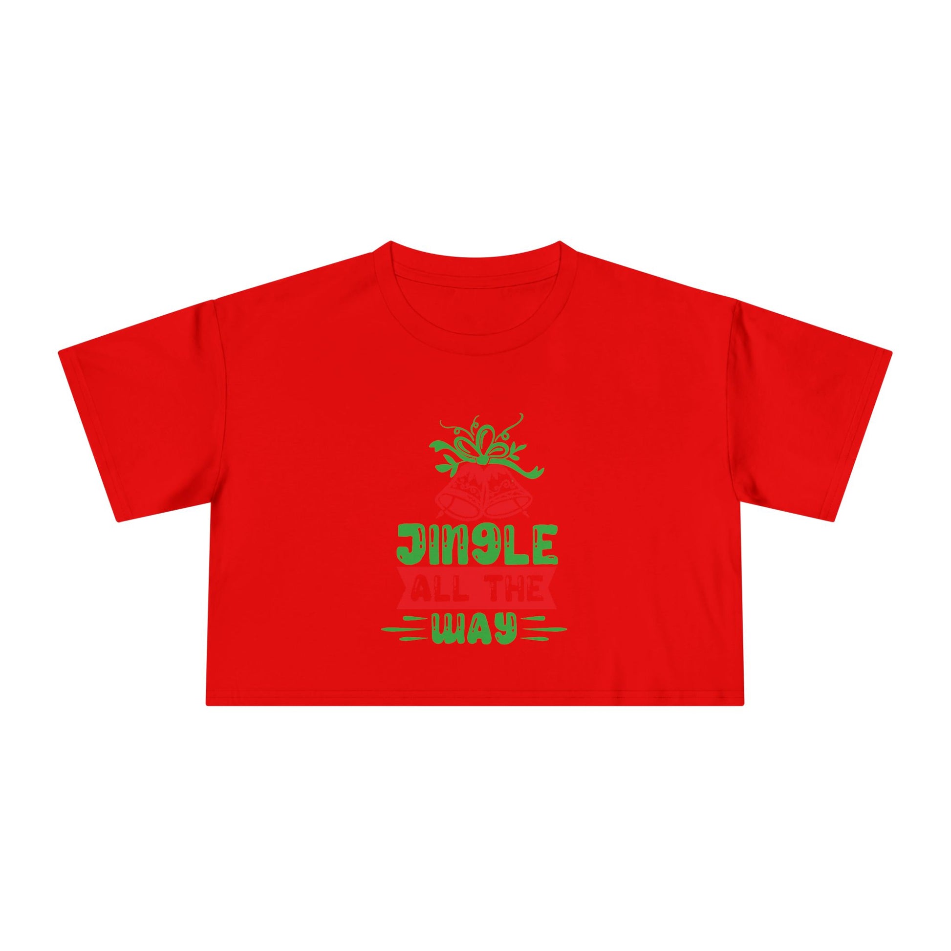 Crop Tee — "Jingle All the Way" Festive Women's Christmas Crop Top