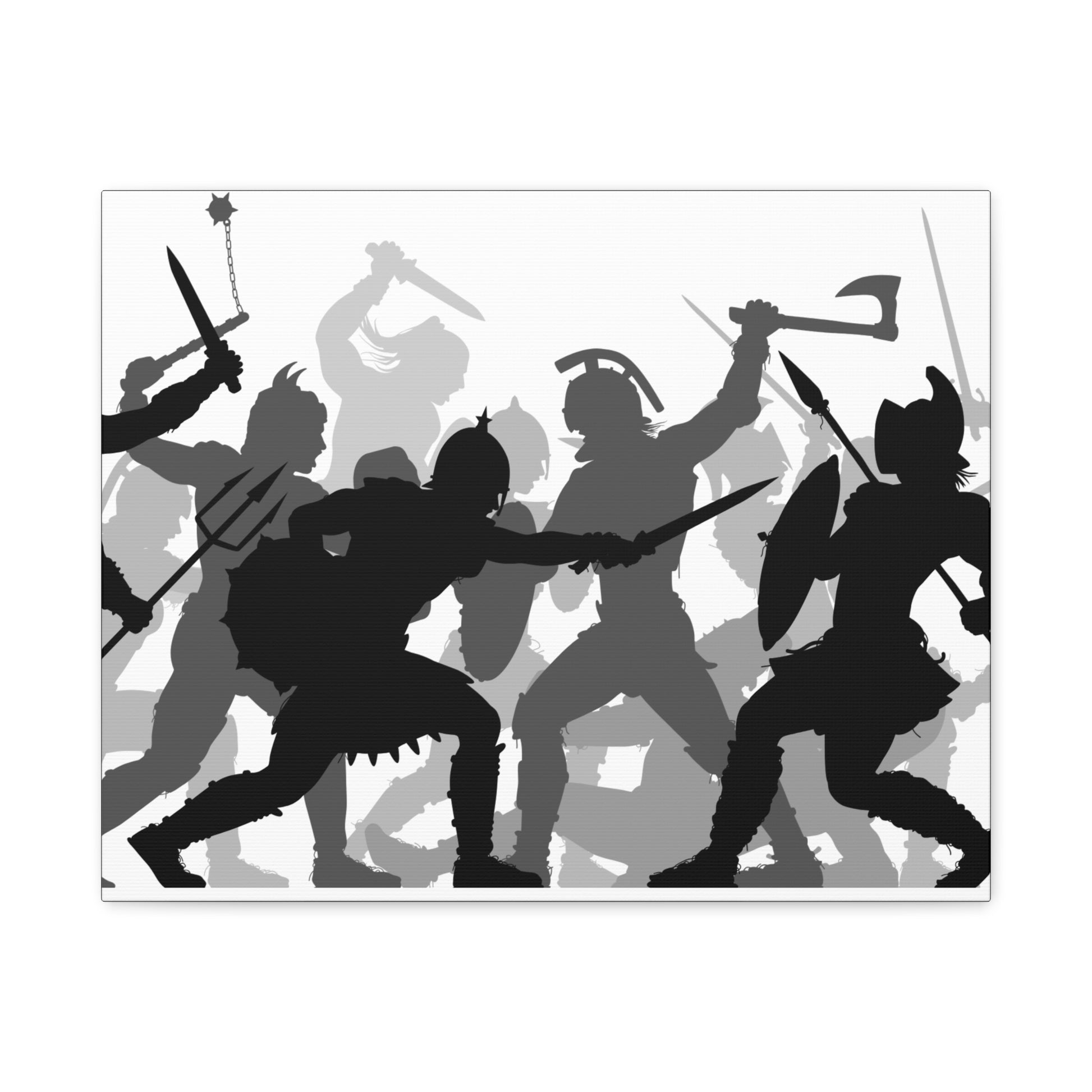 Epic Warrior Battle Matte Canvas Art, Home Decor, Wall Art, Gift for Men, Dramatic Art Decor