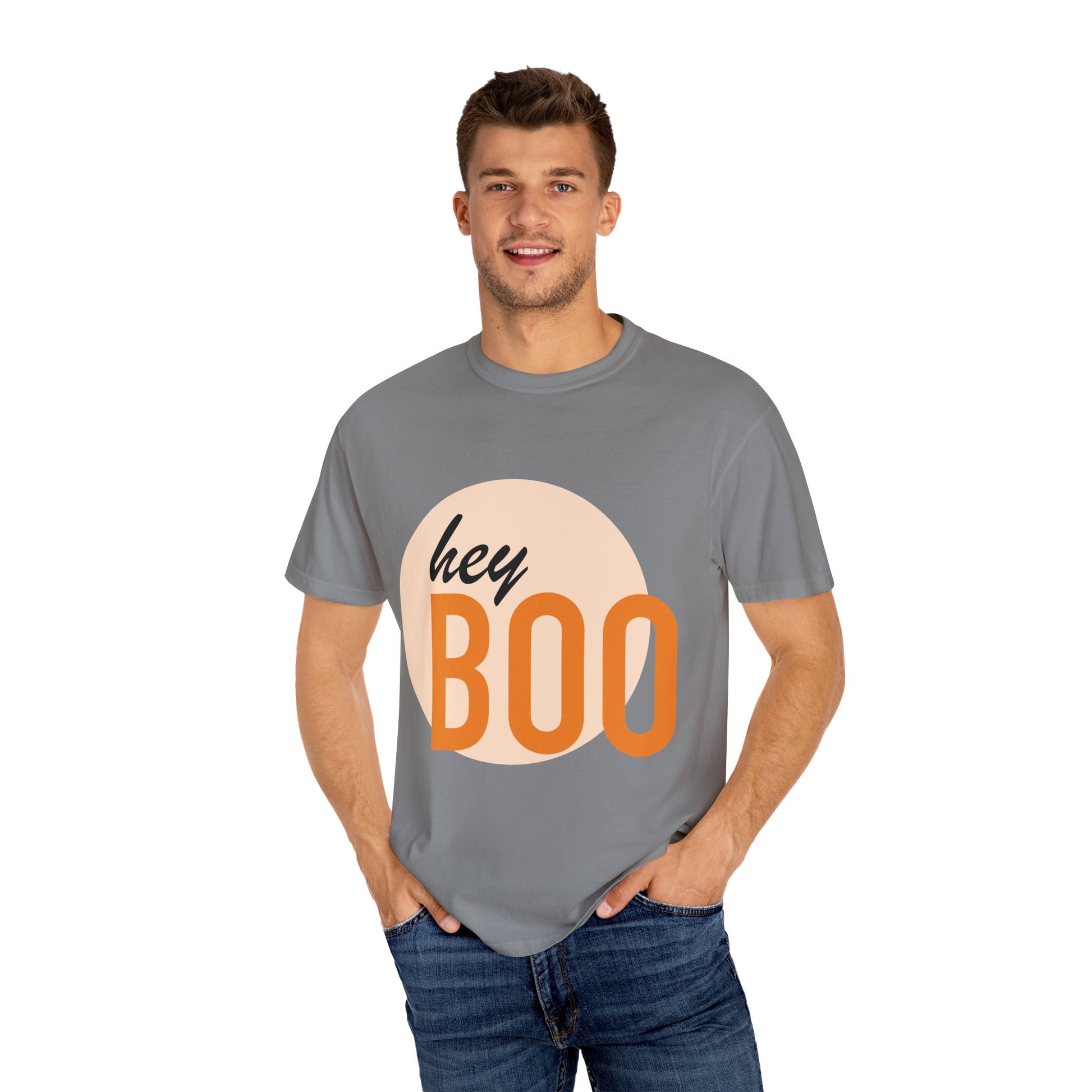 Hey Boo Unisex Garment-Dyed Trendy Graphic Tee