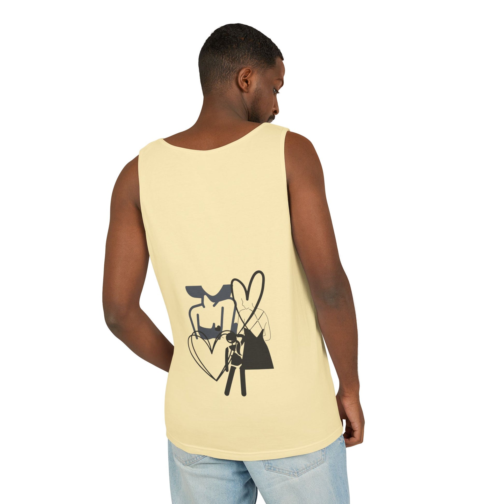 Abstract Love Graphic Tank Top — Minimalist Couple Heart Artwork