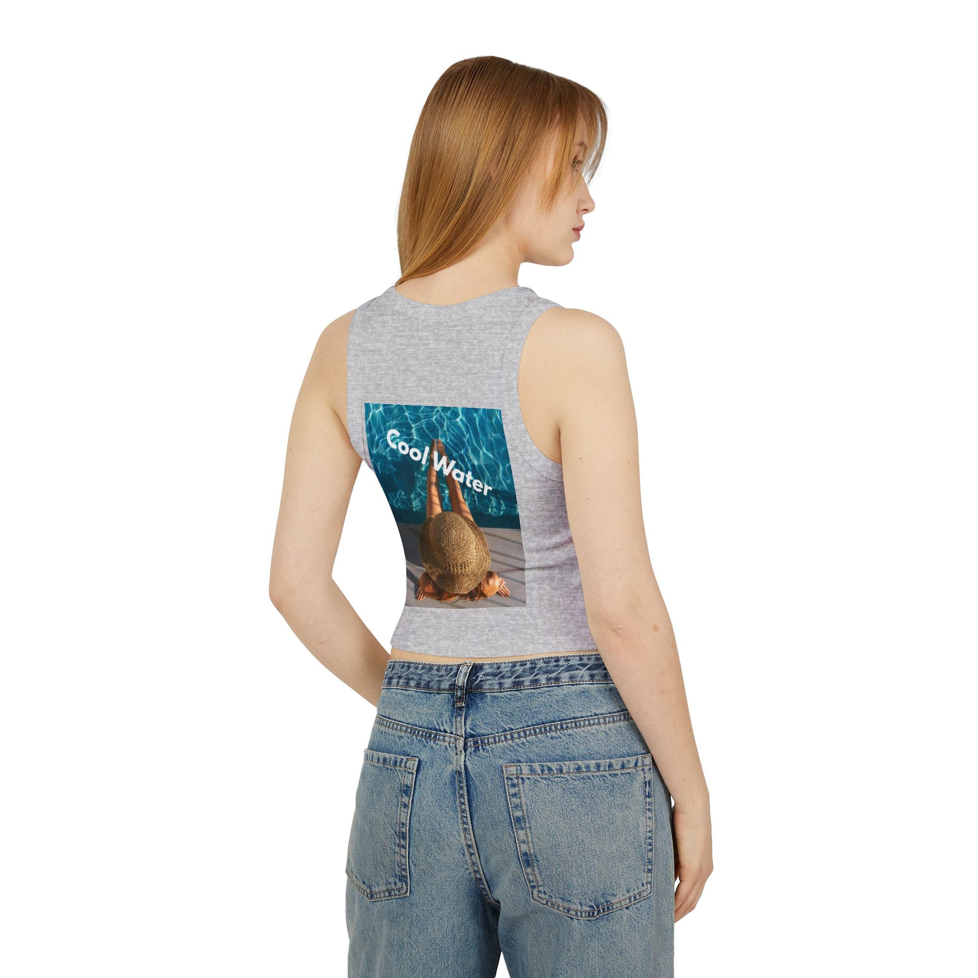 Racer Tank — 'Cool Water' Poolside Sun Hat Photo Tank Top