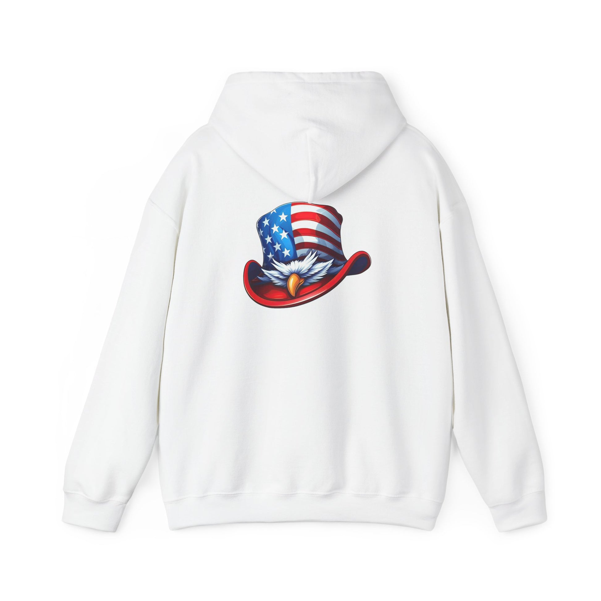 Patriotic Eagle Top Hat Hoodie — American Flag Bald Eagle Graphic Hoodie