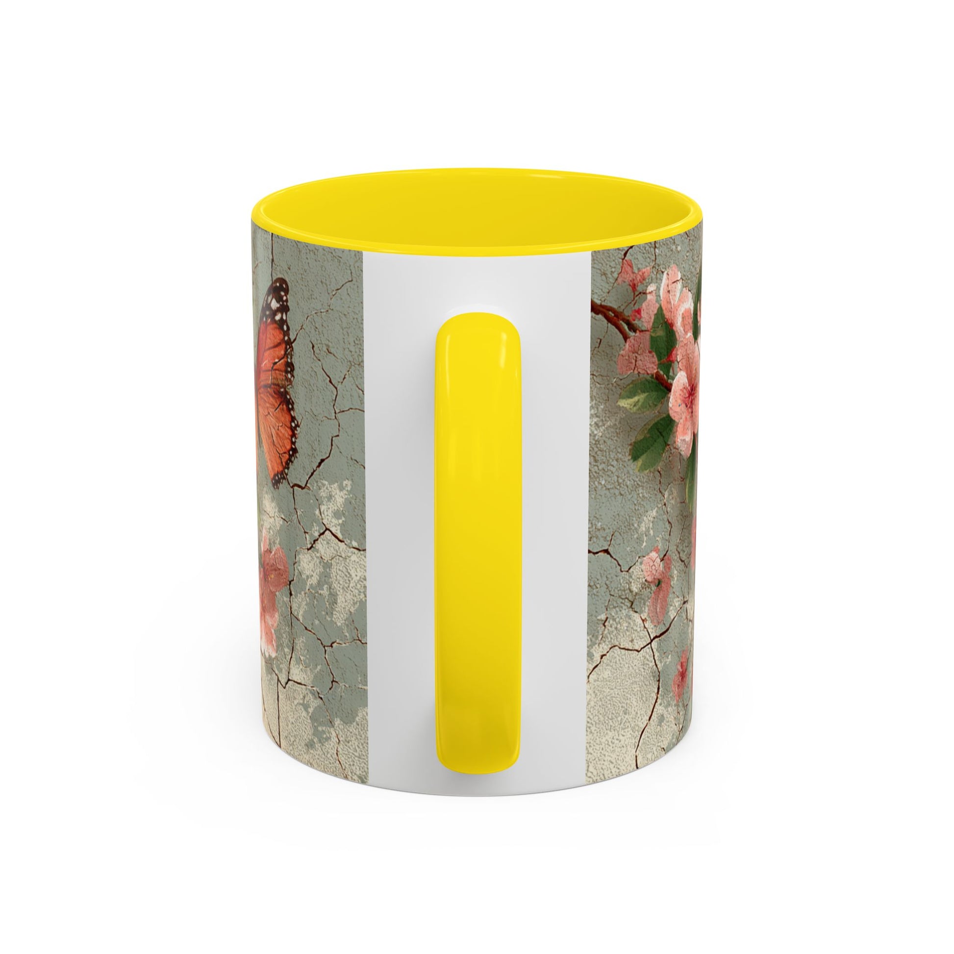 Floral Butterfly Accent Coffee Mug, Spring Gift, Kitchen Decor, Nature Lover Mug, Tea Cup