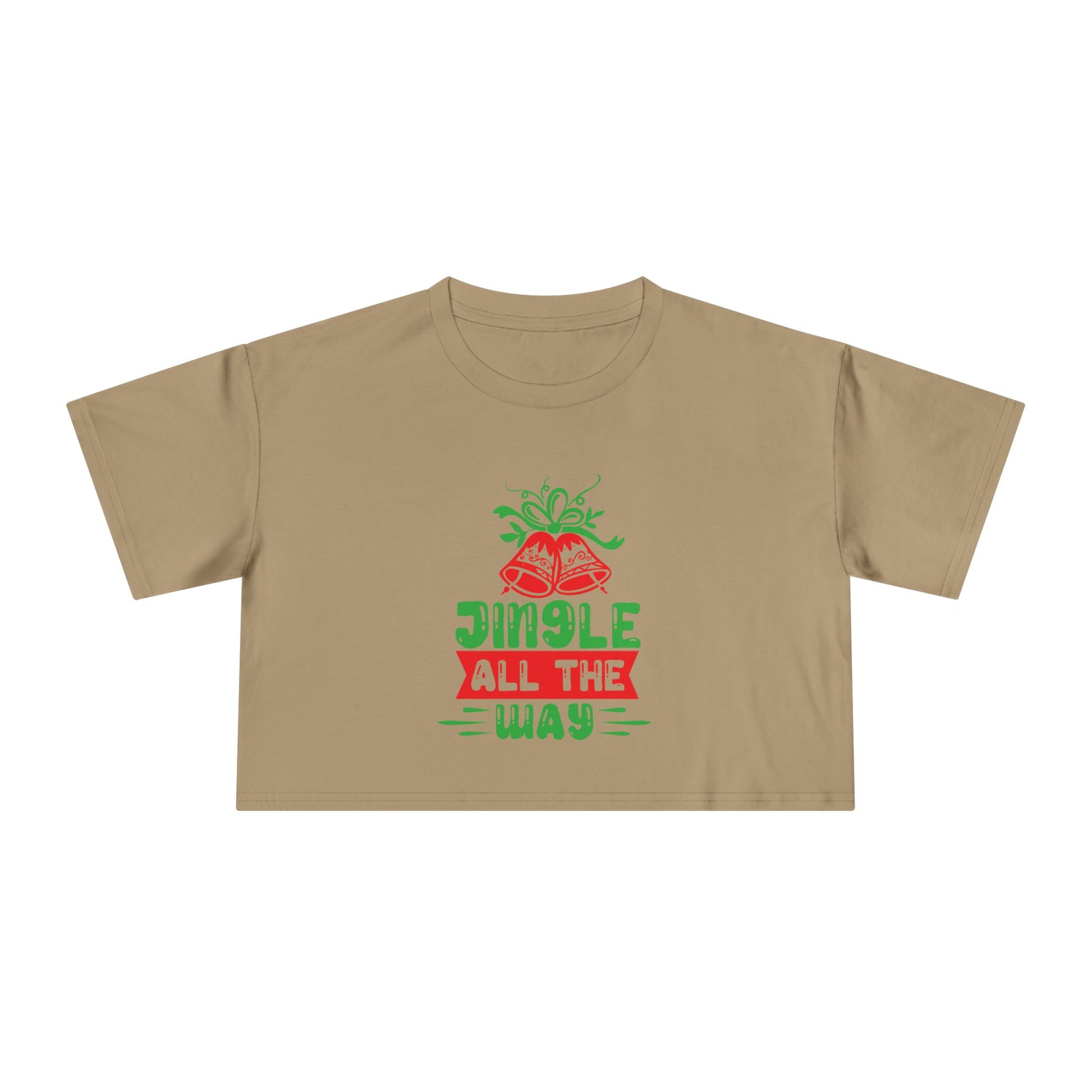 Crop Tee — "Jingle All the Way" Festive Women's Christmas Crop Top