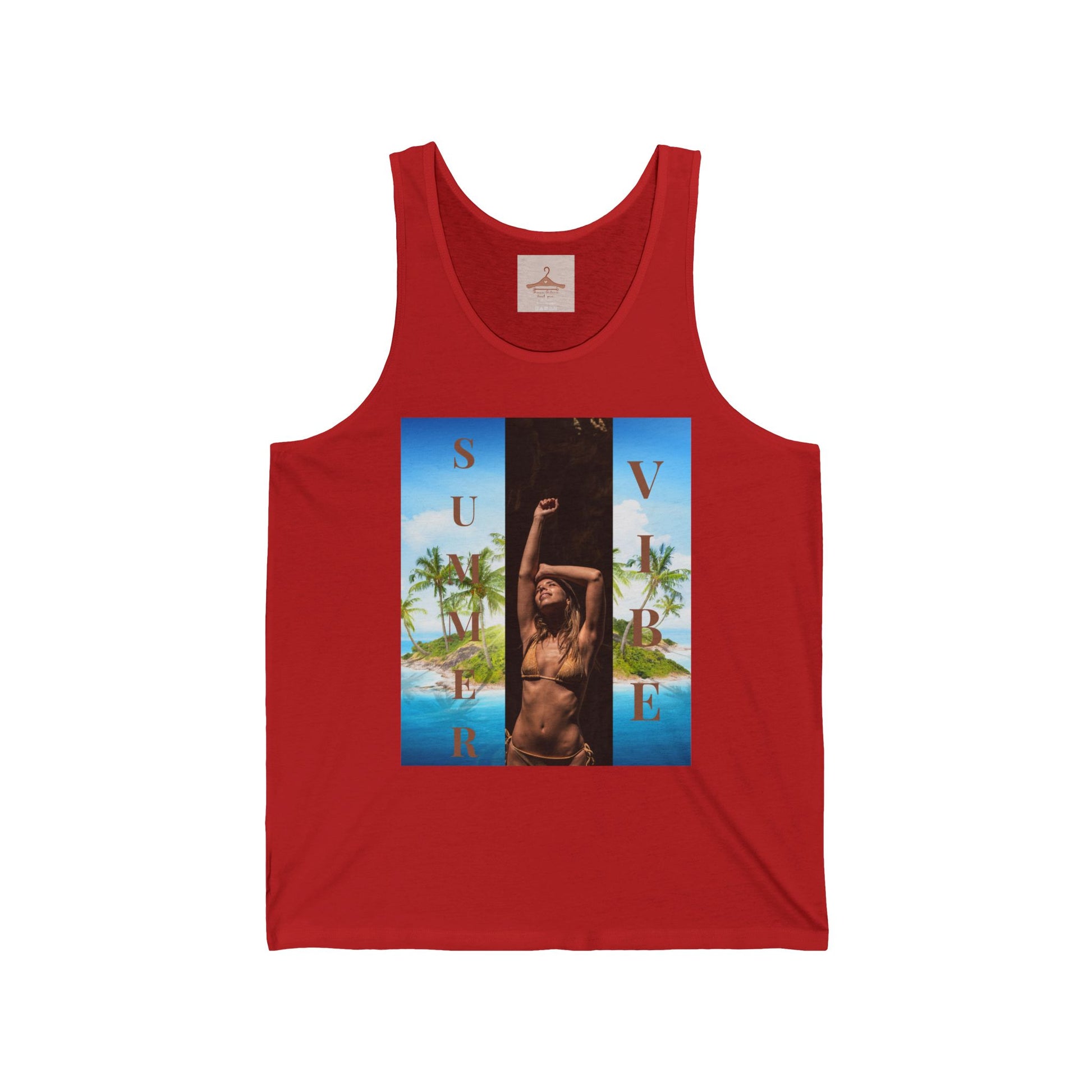 Summer Vibe Tank Top — Tropical Sunset Graphic Tank with 'SUMMER' Text