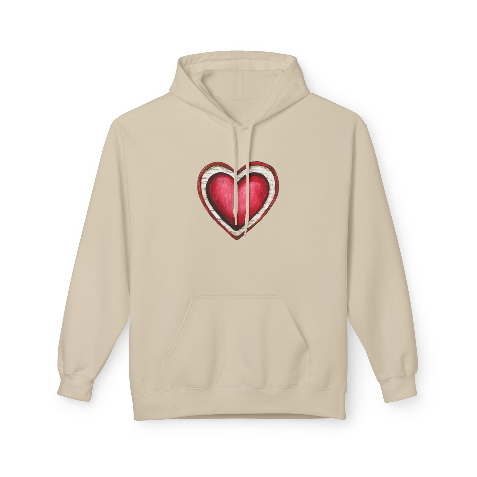 Heart Graphic Hoodie — Vintage Red Heart Chest Design