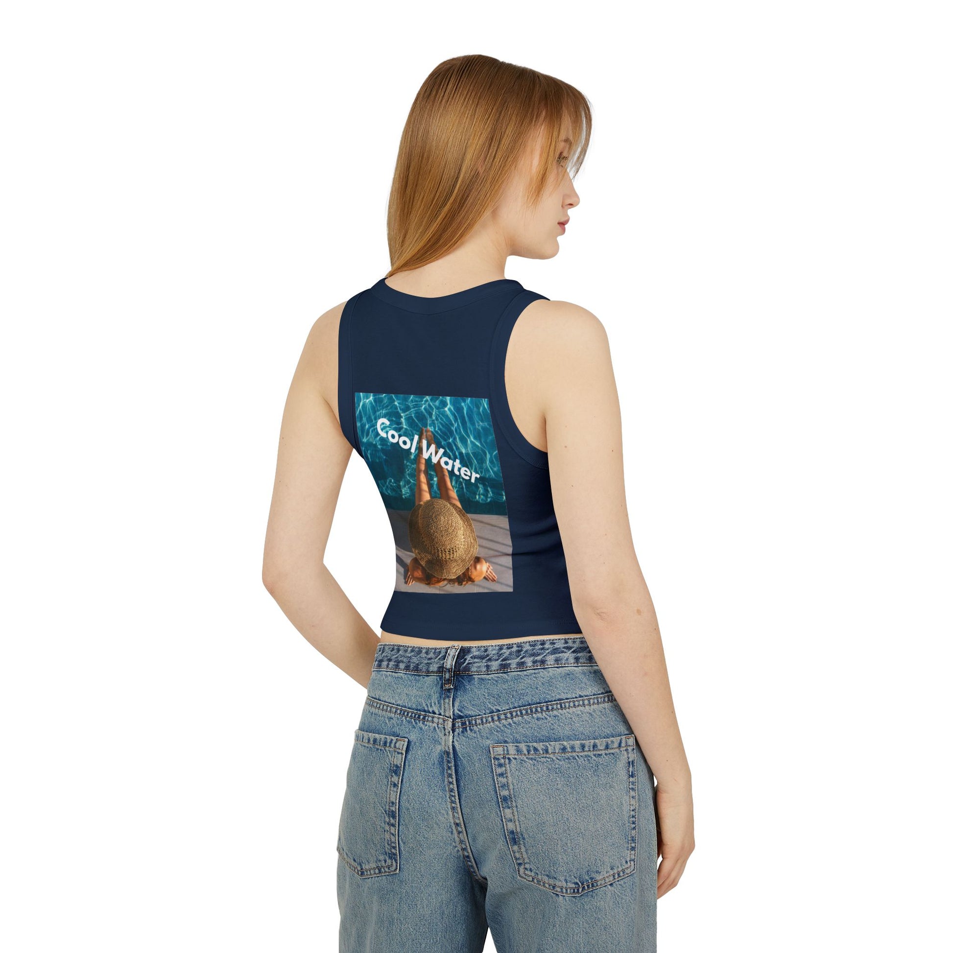 Racer Tank — 'Cool Water' Poolside Sun Hat Photo Tank Top