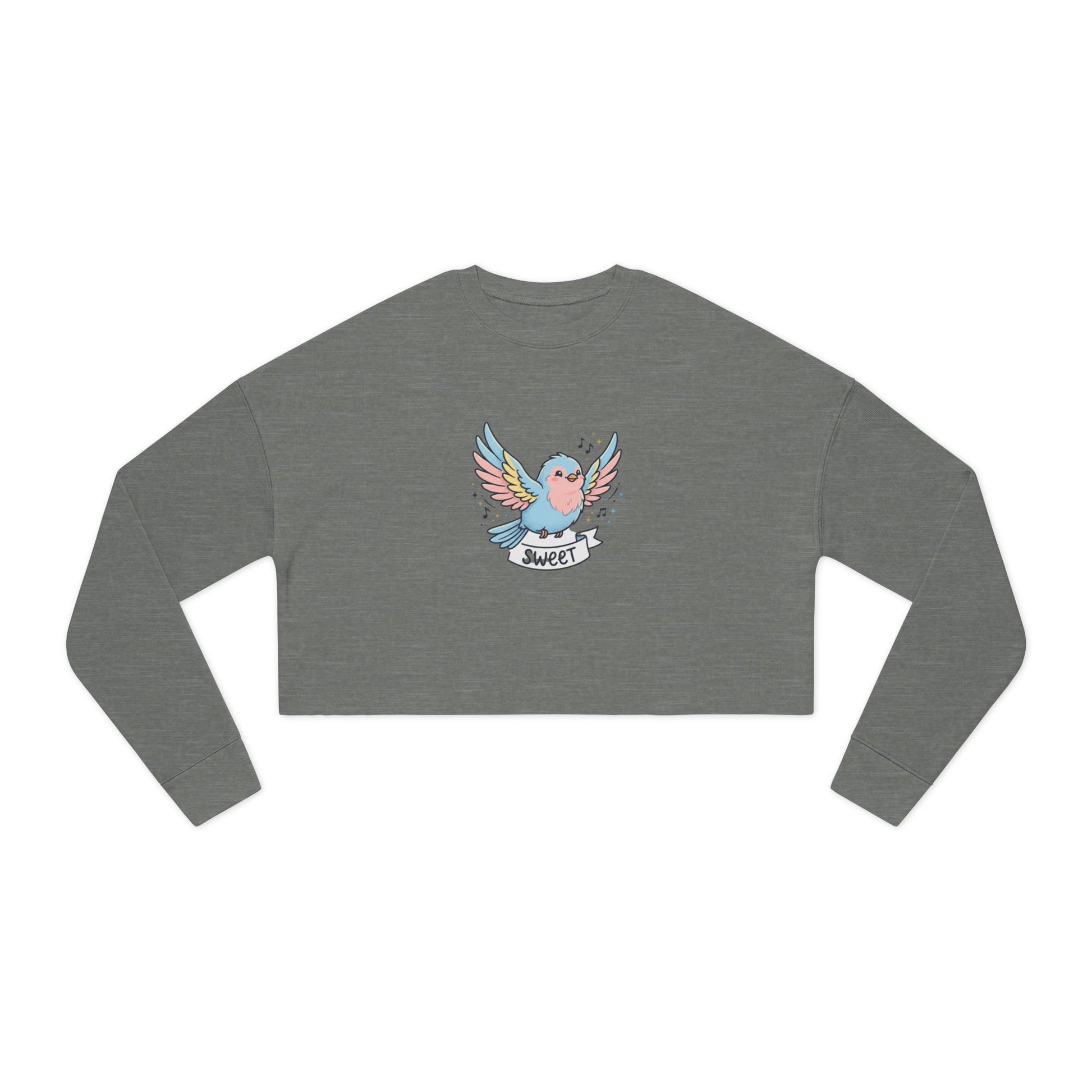 Sweet Bird Cropped Sweatshirt — Cute Pastel Dove Graphic for Women